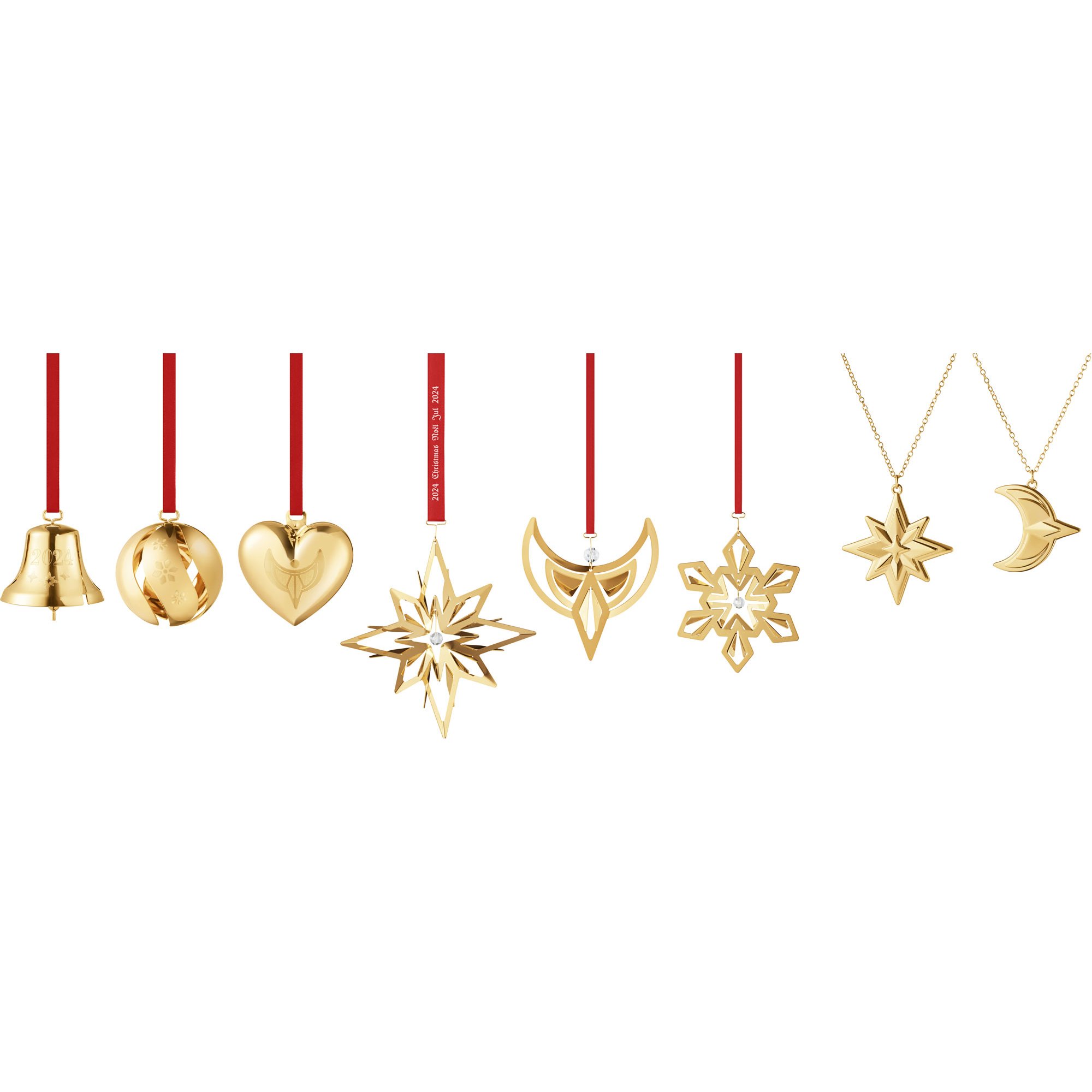 Georg Jensen Christmas Collection 2024 Gift Set juledekorasjoner 8 deler 18K gullbelegg