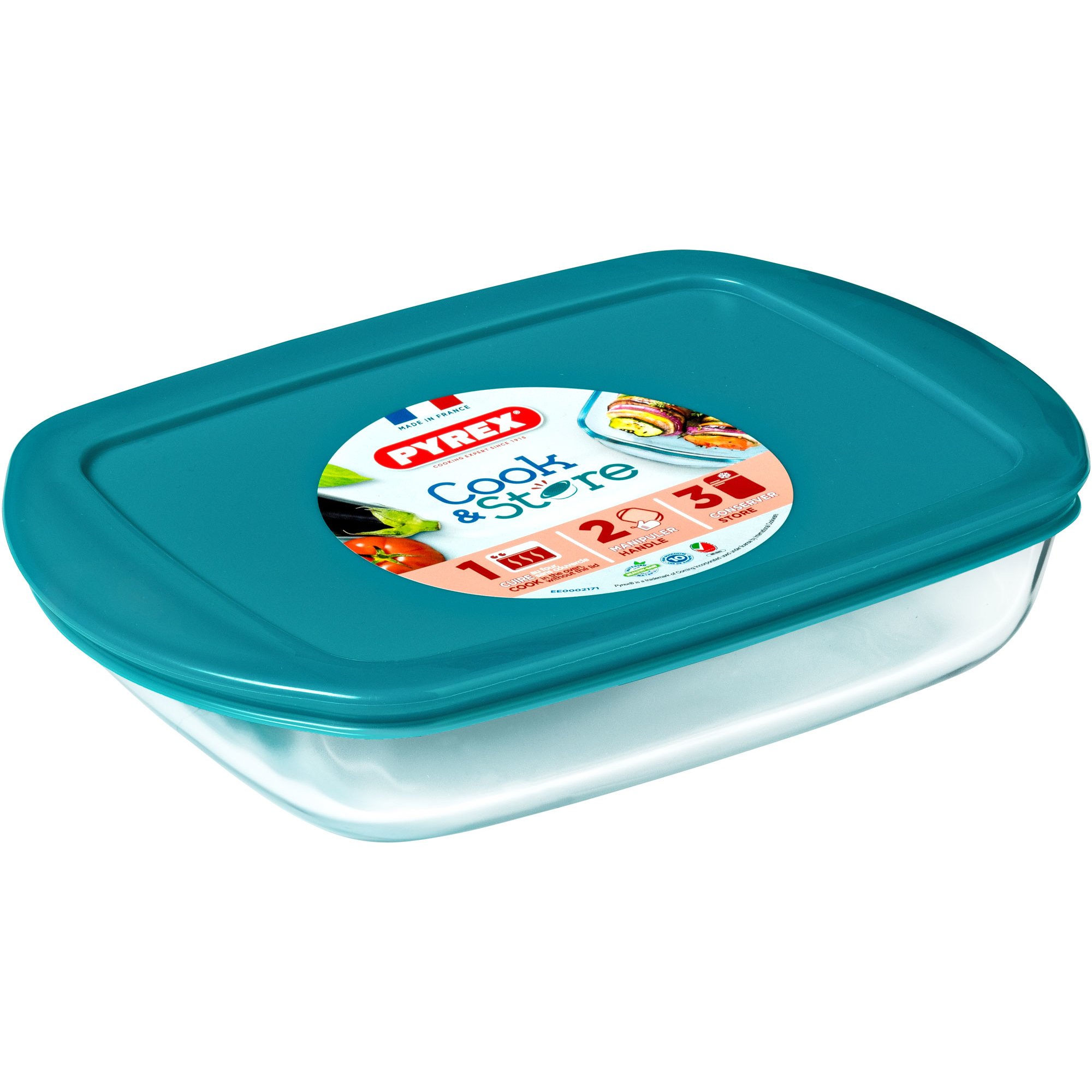 Pyrex Cook & Store glassform med lokk 0,8 liter