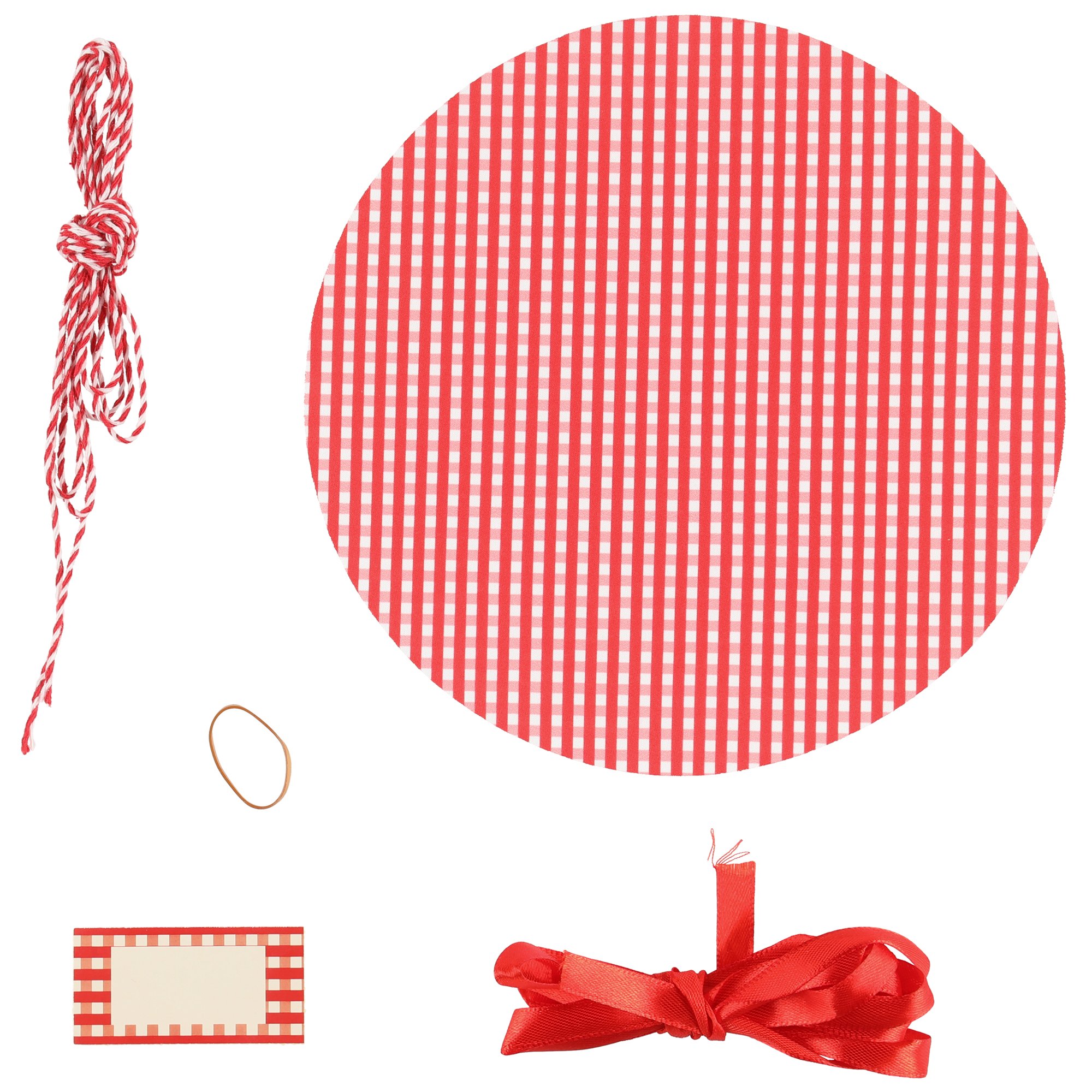 Marjukka Dekorationssæt til syltetøjsglas rød/hvid