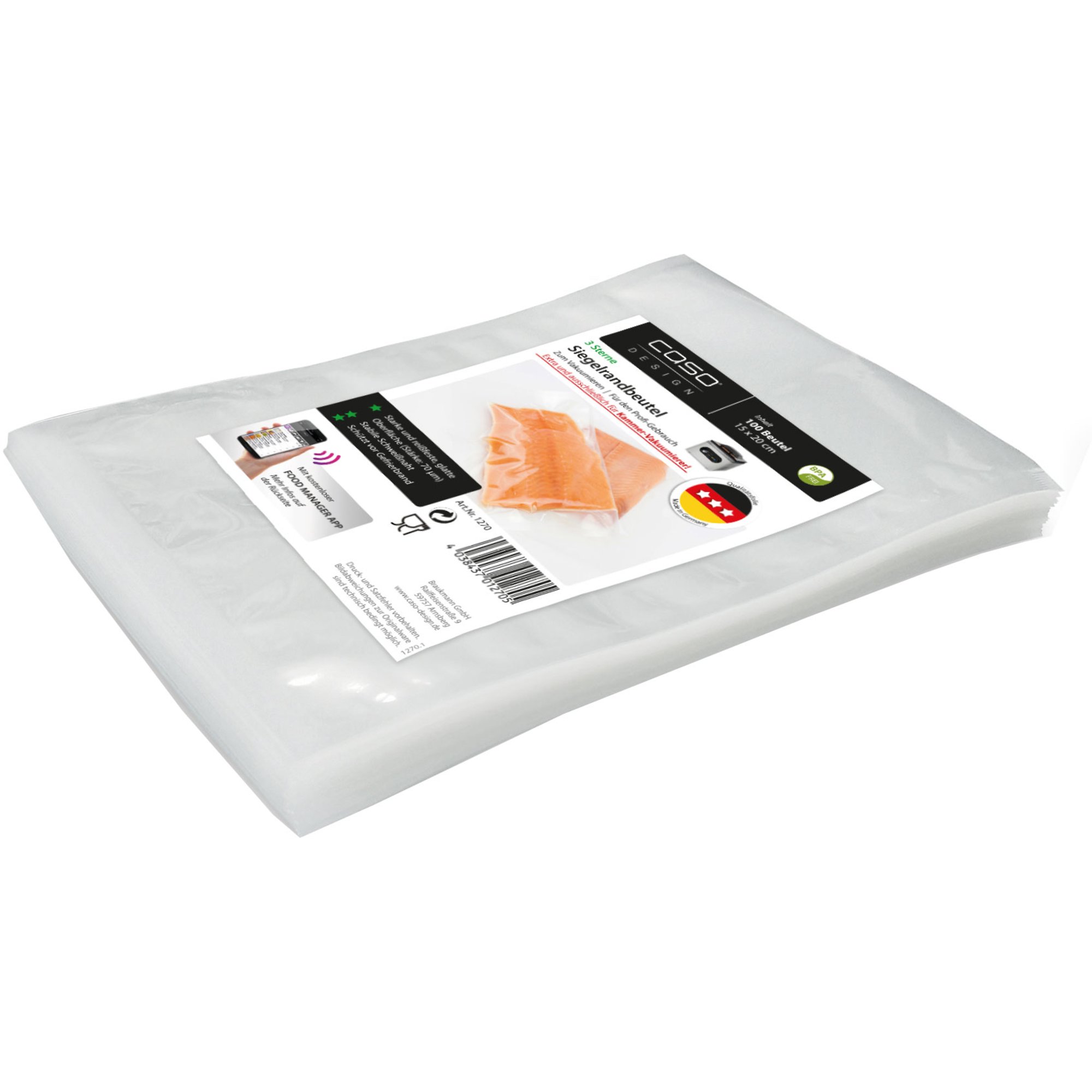 Caso Foliepåsar för vakuummaskin 100 st 15×20 cm