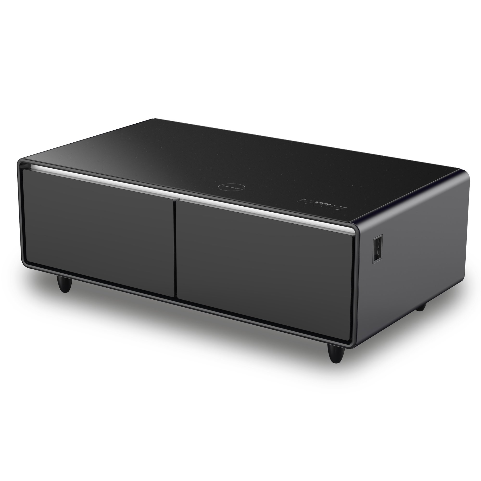 Caso Sound&Cool soffbord med högtalare & kylskåp, svart