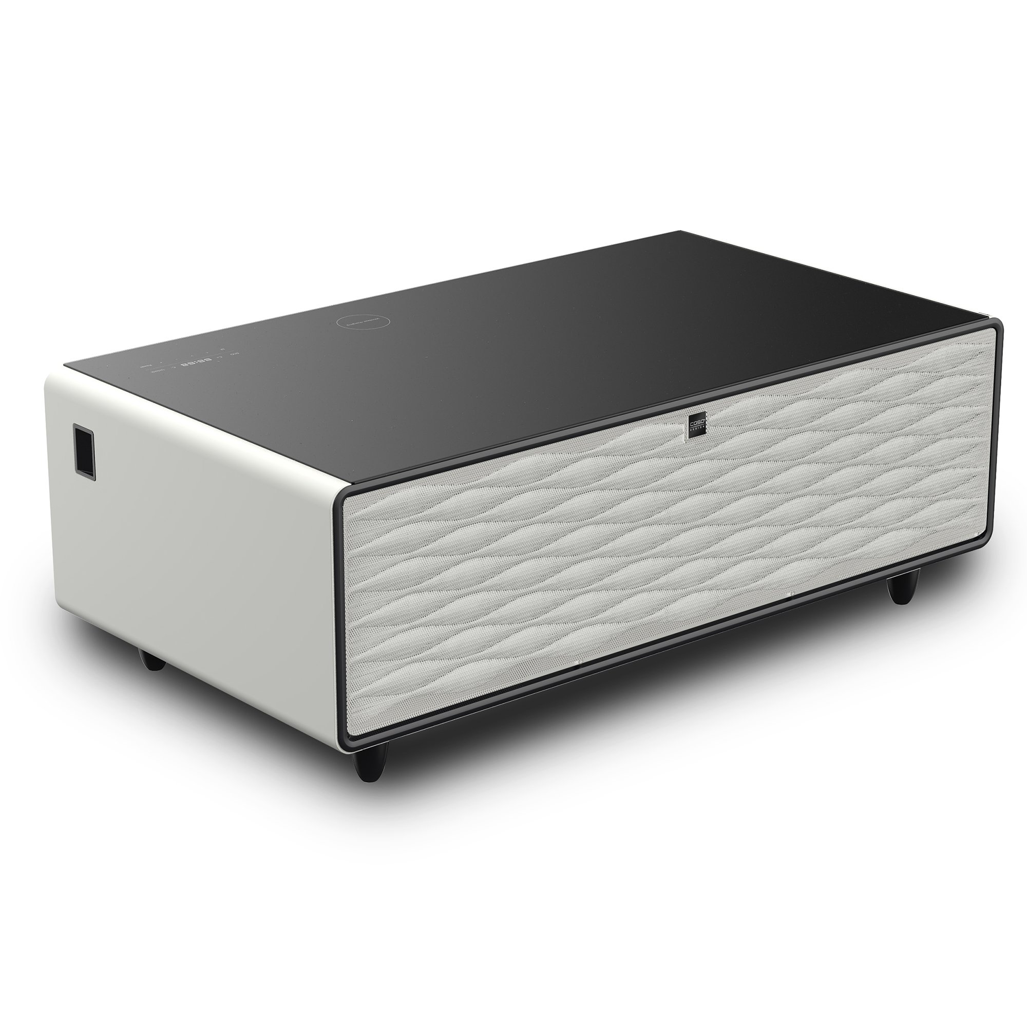 Caso Sound&Cool soffbord med högtalare & kylskåp, vit