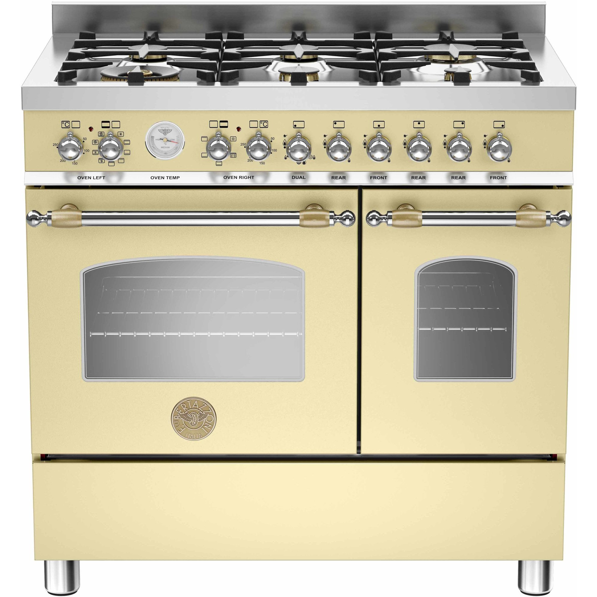 Bertazzoni HER906 Gasspis 90 cm, 2 ugnar, 6 brännare, Beige