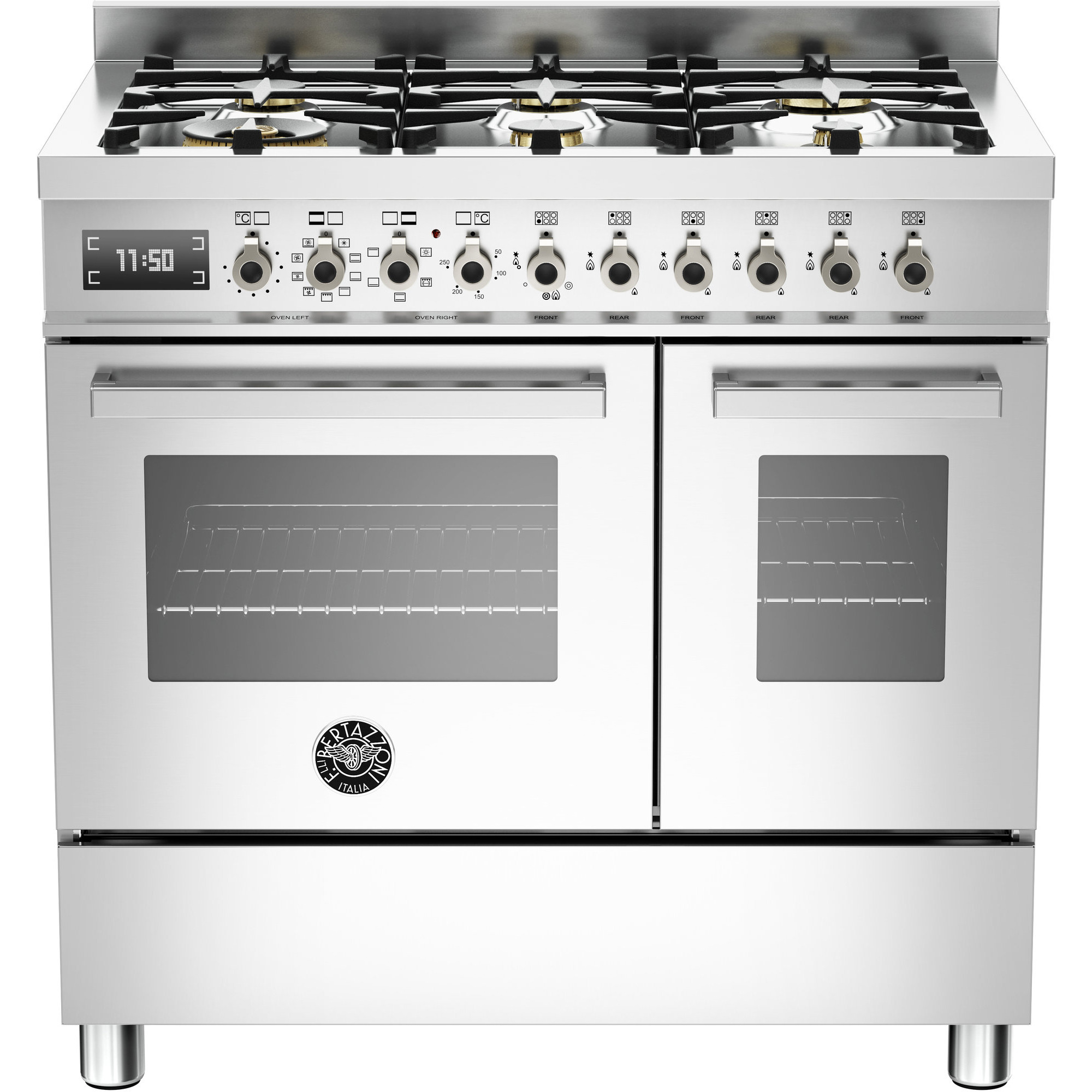 Bertazzoni PRO906 Gasspis 90 cm, 2 ugnar, 6 brännare, Rostfri