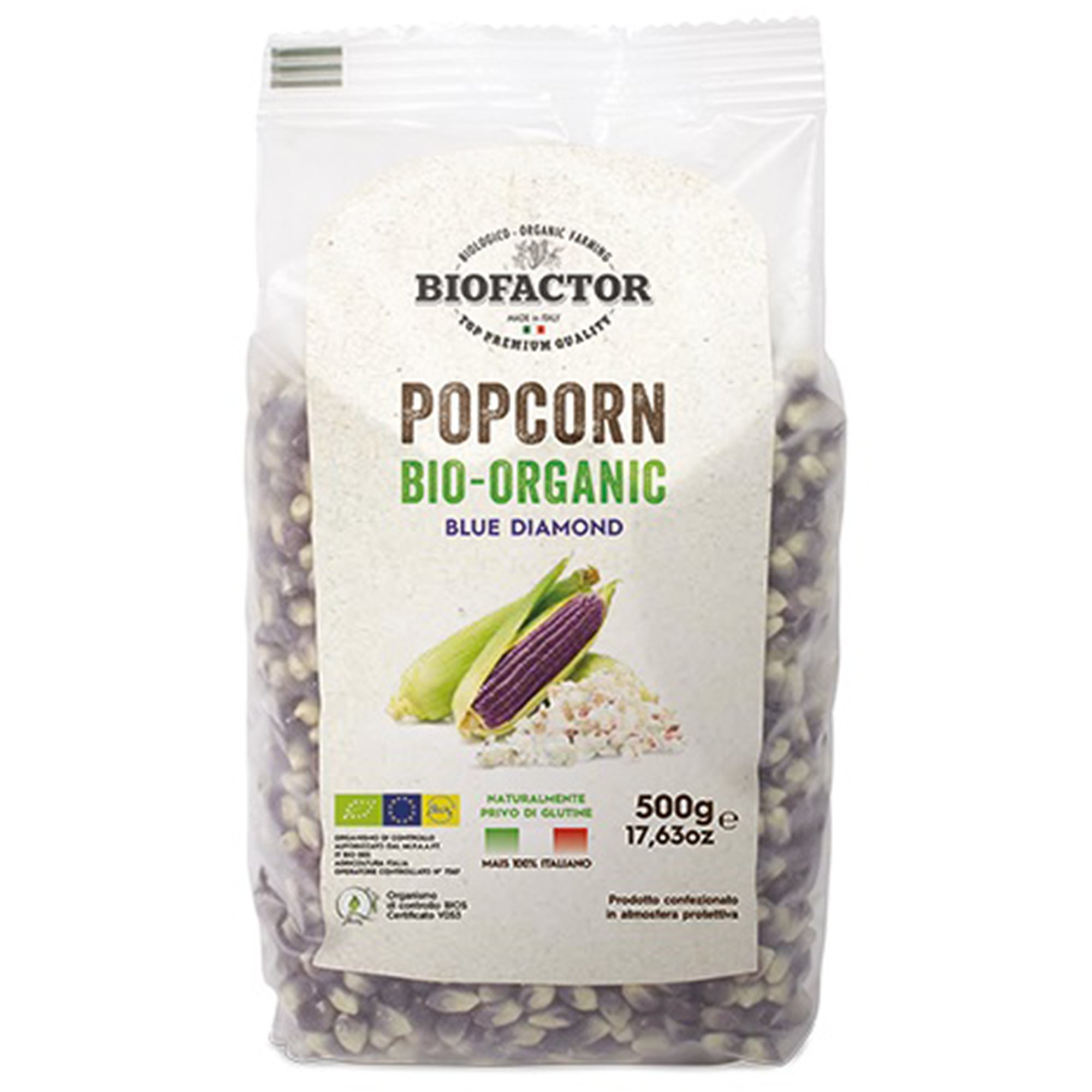 Billede af Biofactor Økologiske popcorn, 500 g, blå