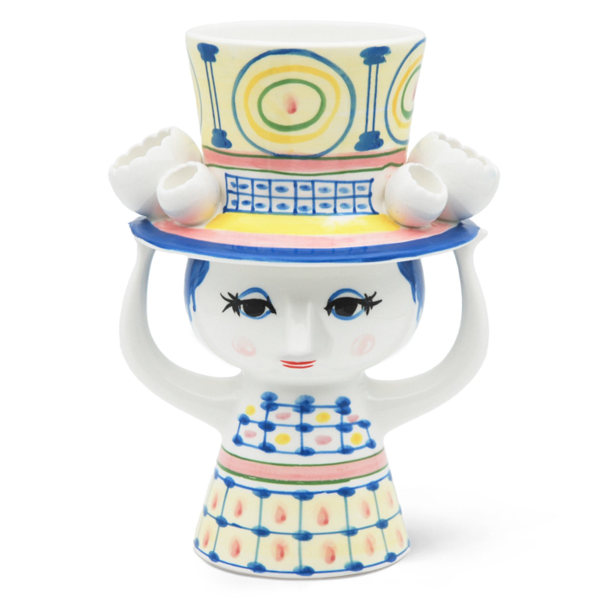 Läs mer om Bjørn Wiinblad Lady with hat vase 20,5 cm, blå