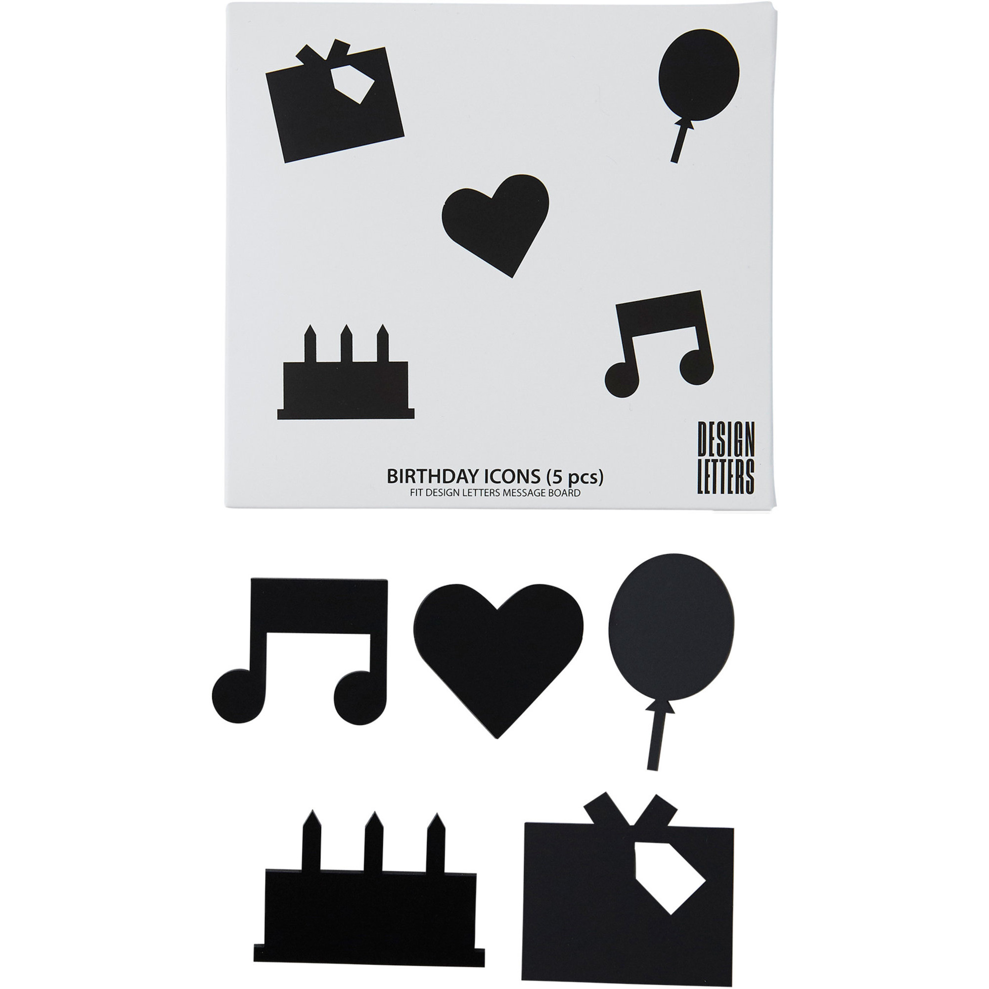Bilde av Design Letters Organise With Icons, Happy Birthday Svart