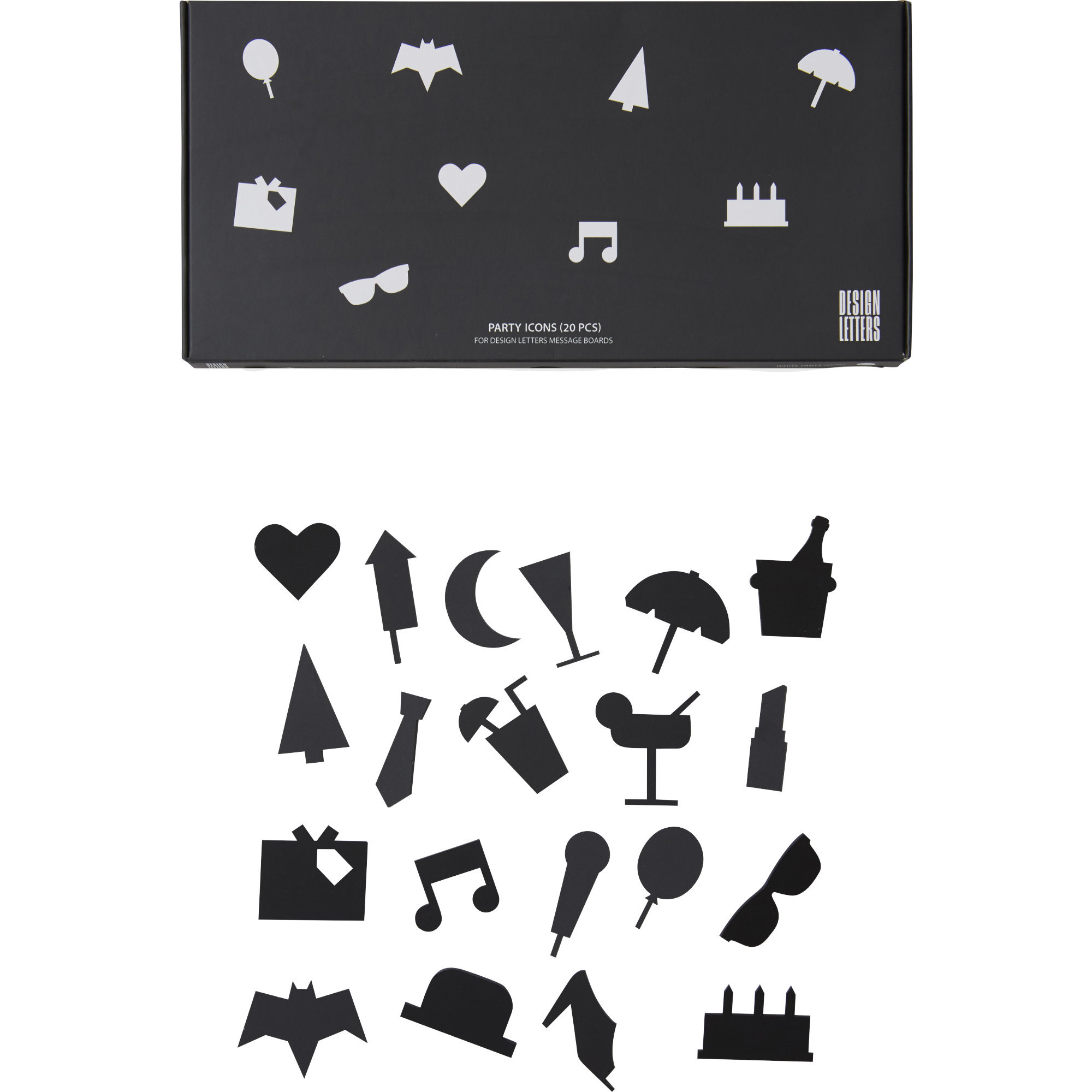 Läs mer om Design Letters Party Icons till Message Board (20 del) , Svart