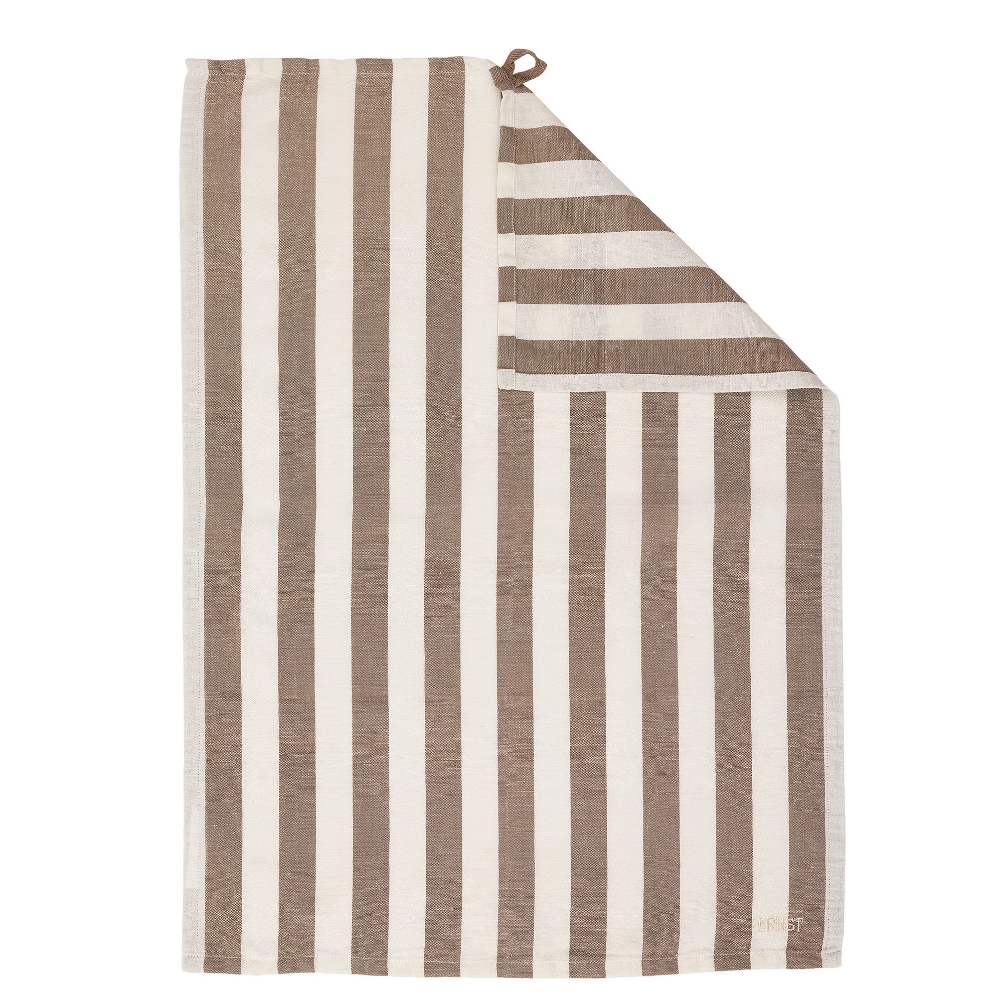 Ernst Bredstripete kjøkkenhåndkle, gråbrun/hvit Kjøkkenhåndkle