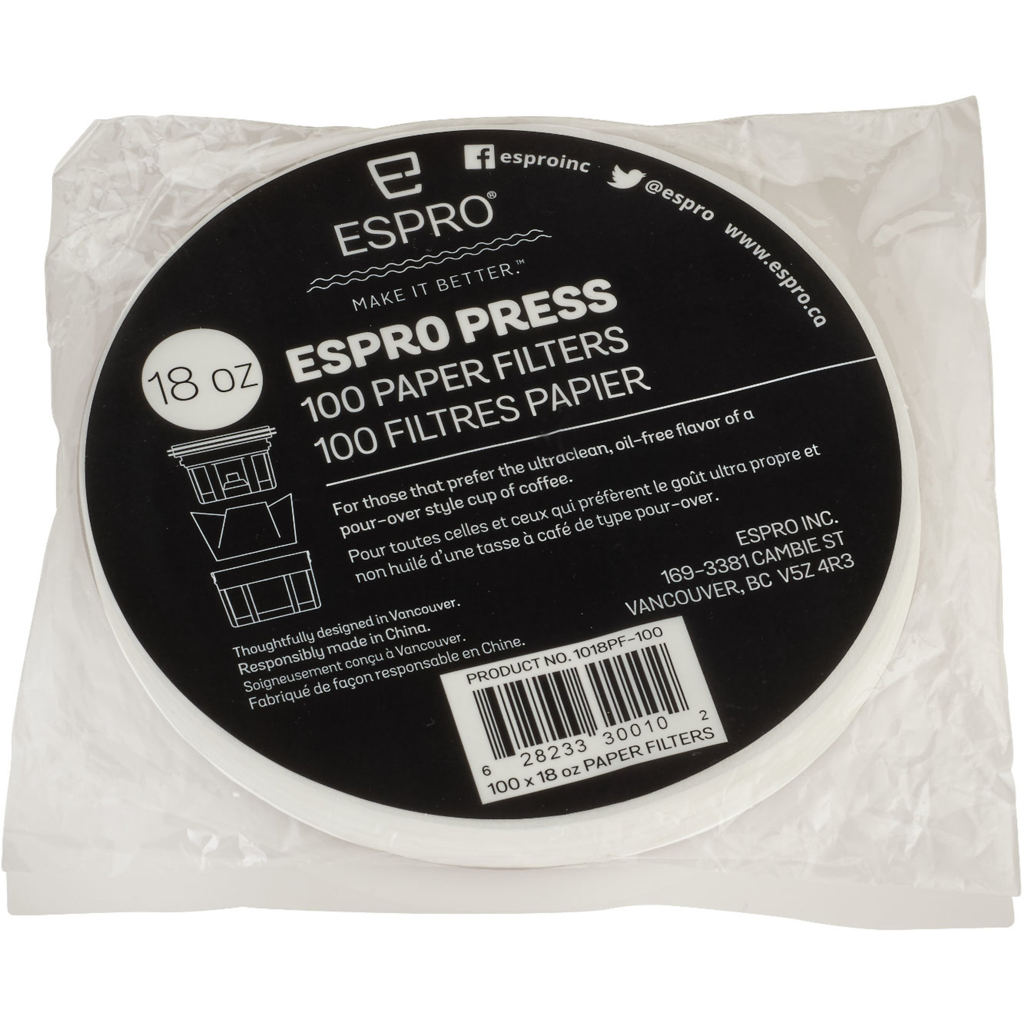 Läs mer om Espro 100 st. pappersfilter till 0,5 liter