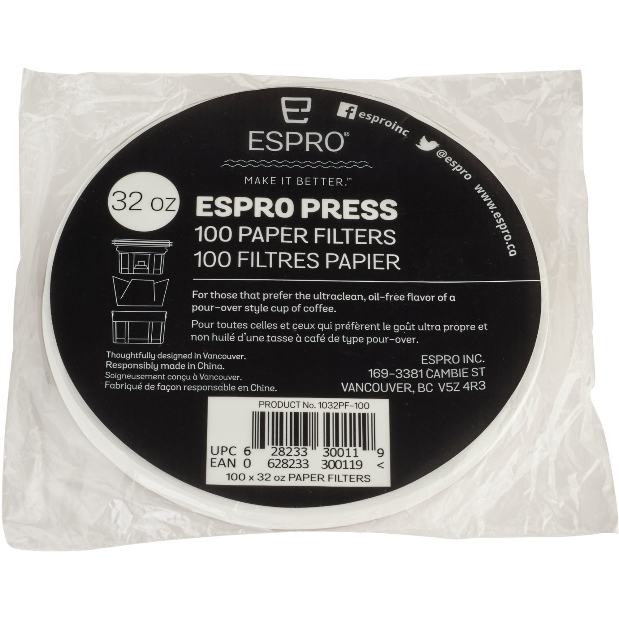 Läs mer om Espro 100 st. pappersfilter till 0,9 liter