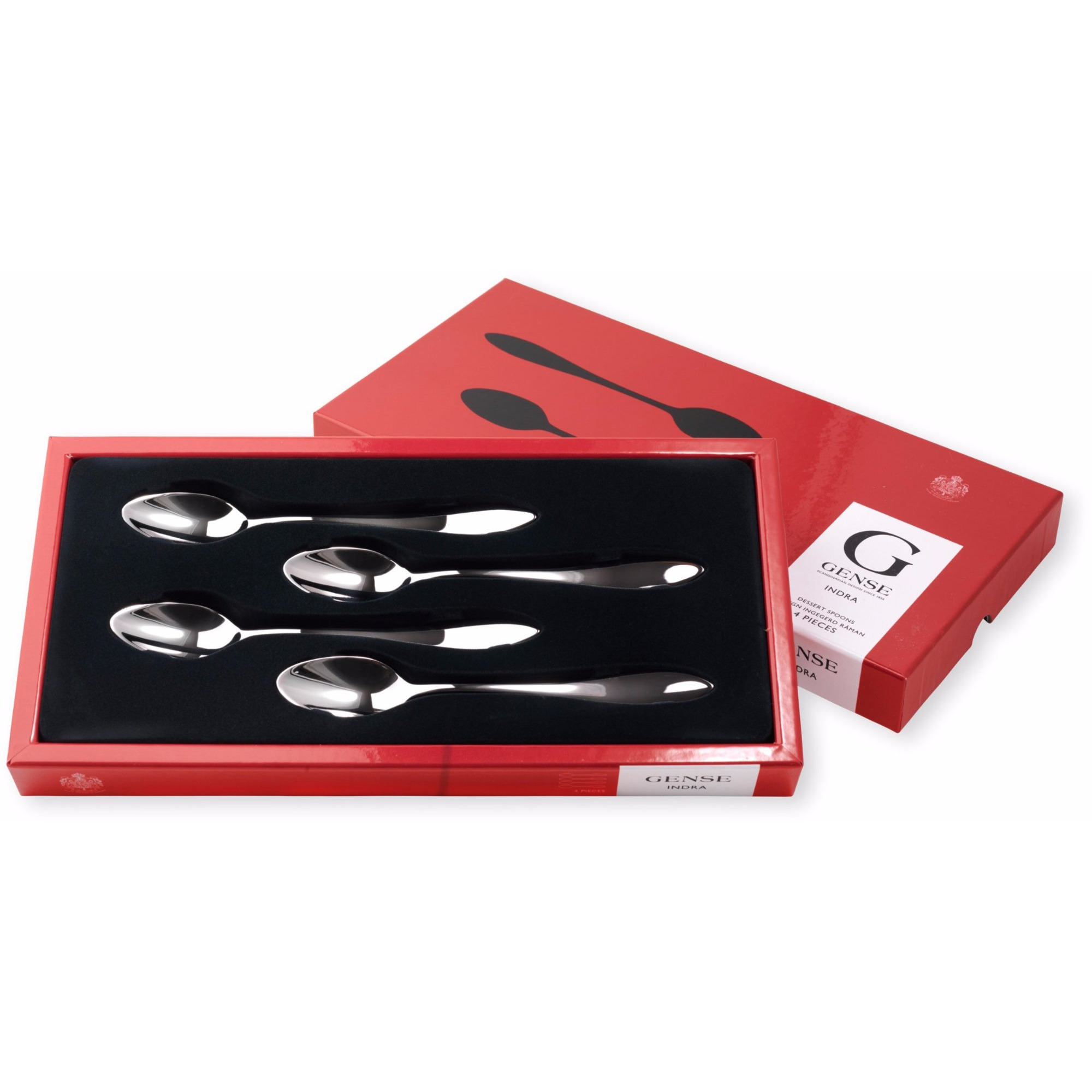 Stainless Steel Gense 77457911 Ingegerd Raman Indra 4 Pieces Dessert Spoons in Box Silver 