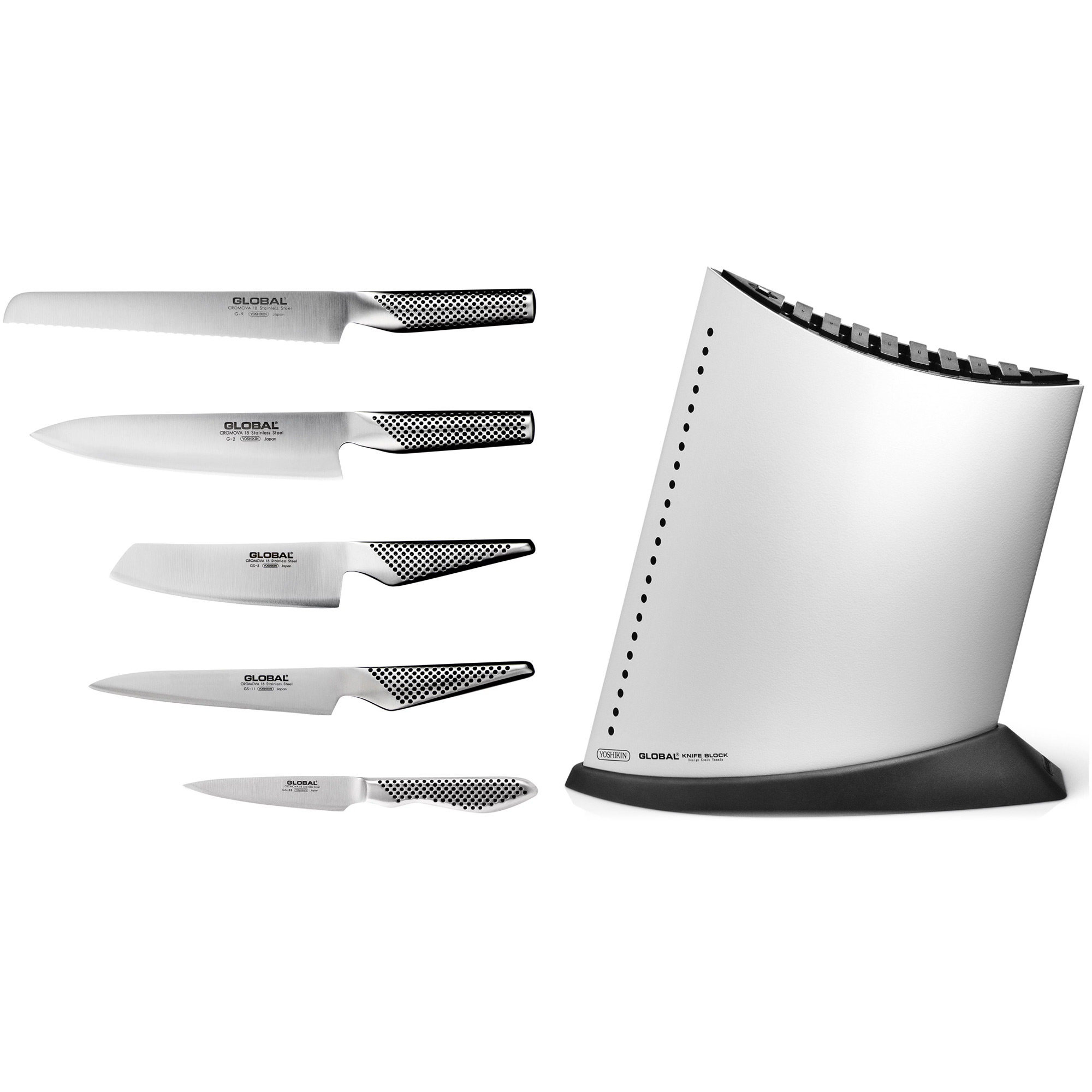 2: Global Knivsæt med knivblok Hvid