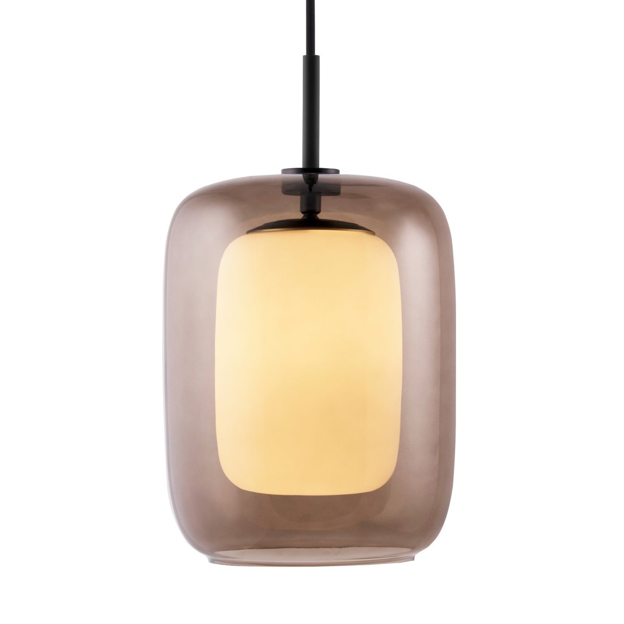 Läs mer om Globen Lighting Cuboza pendel, 20 cm, brun/vit