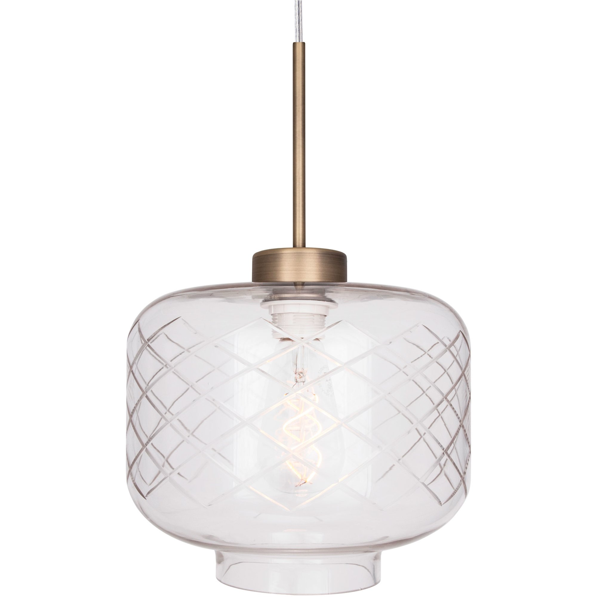 Globen Lighting Ritz Pendel, klar m/slebet mønster