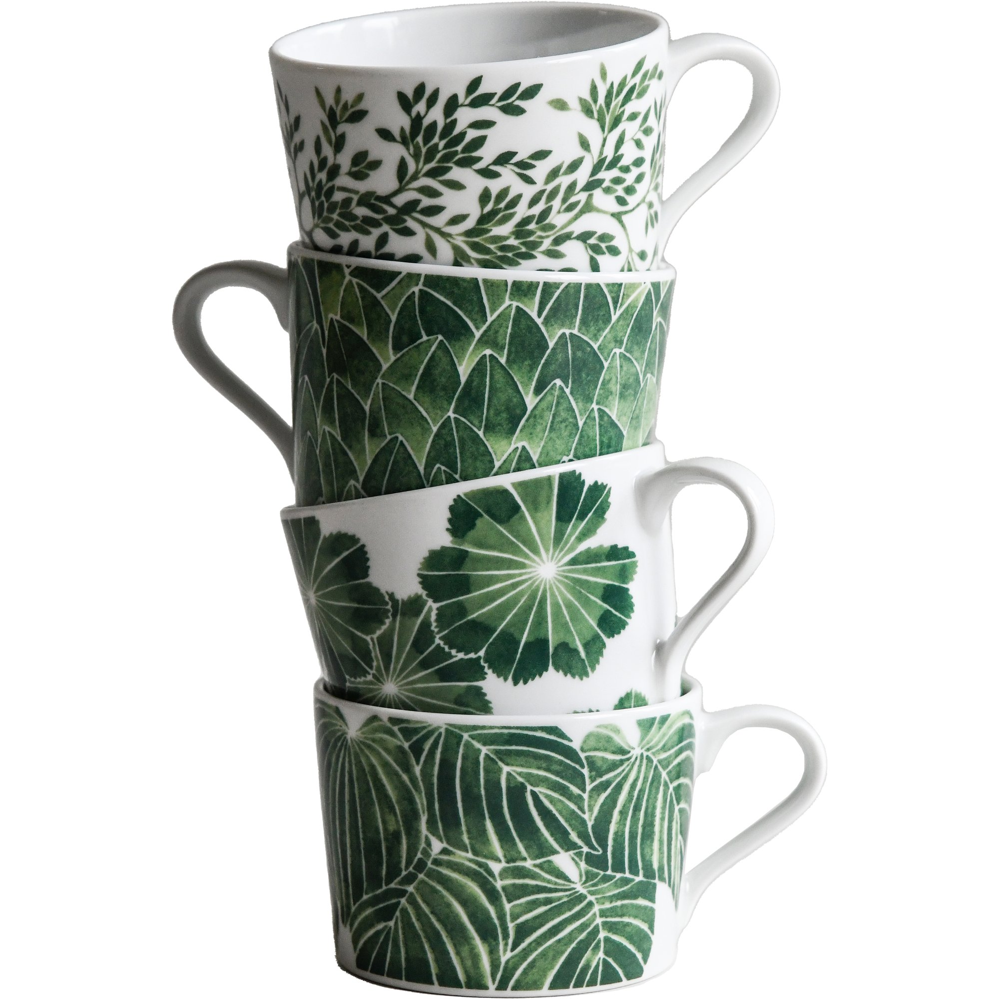 Läs mer om Götefors Porslin Botanica kopp, 4 st, grön