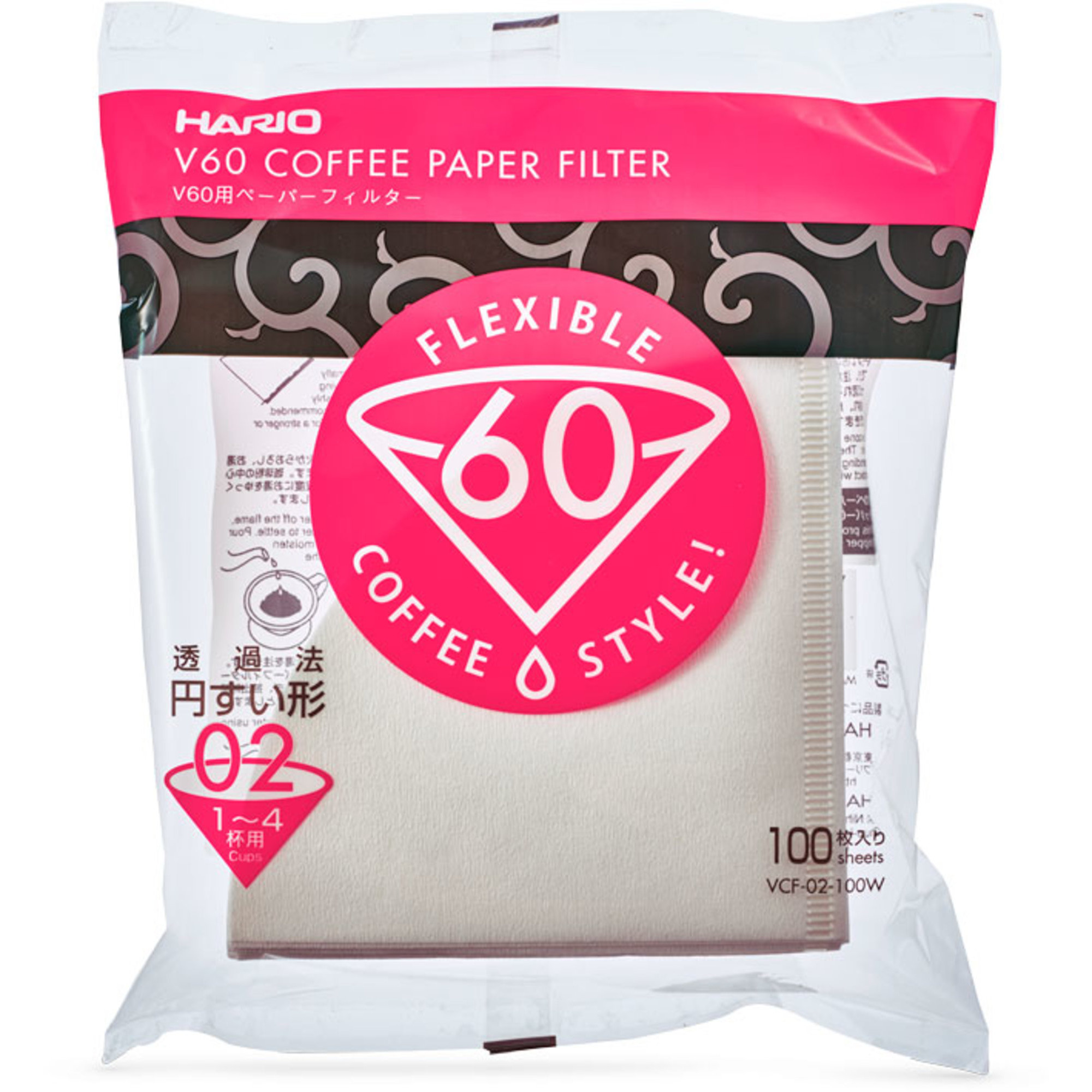 Hario V60 Papirfilter 1-4 kopper 100 stk Kaffefilter
