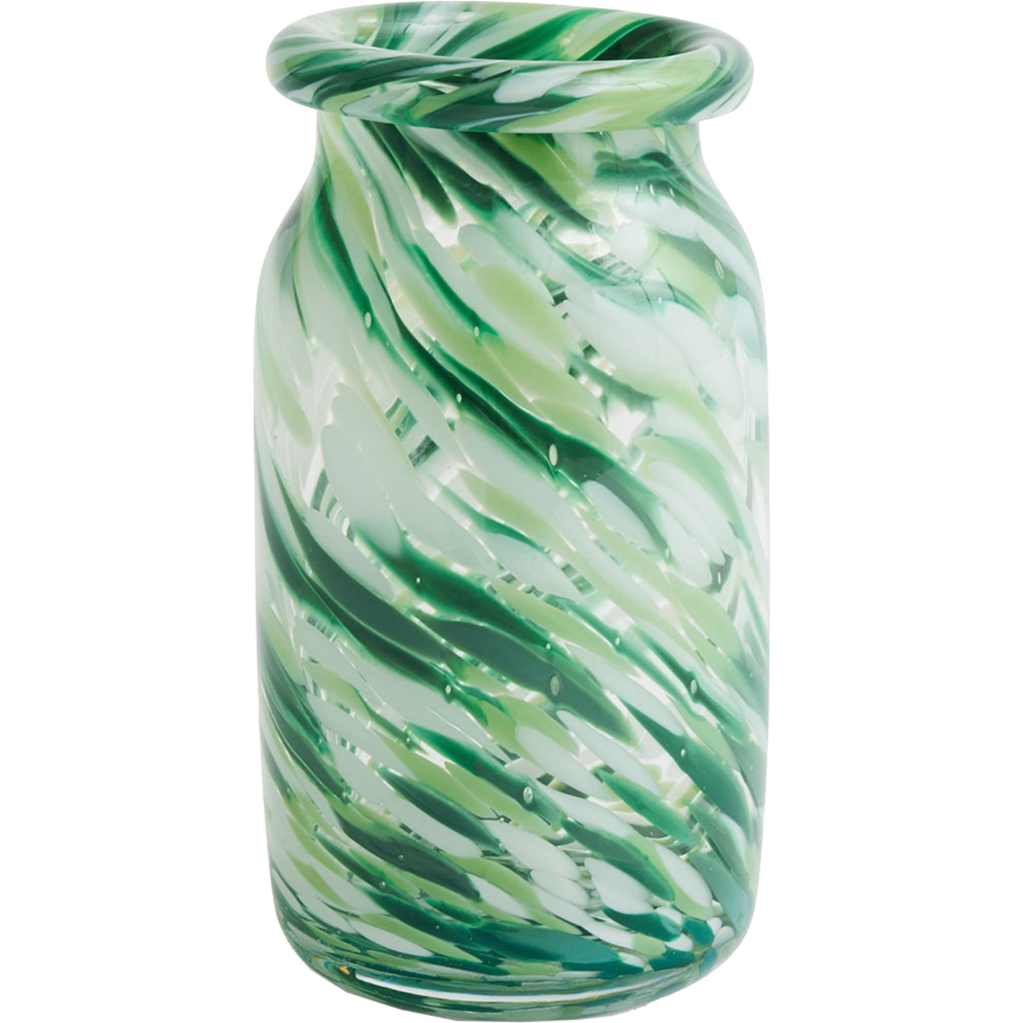 HAY Splash Vase Roll Neck Small Green Swirl