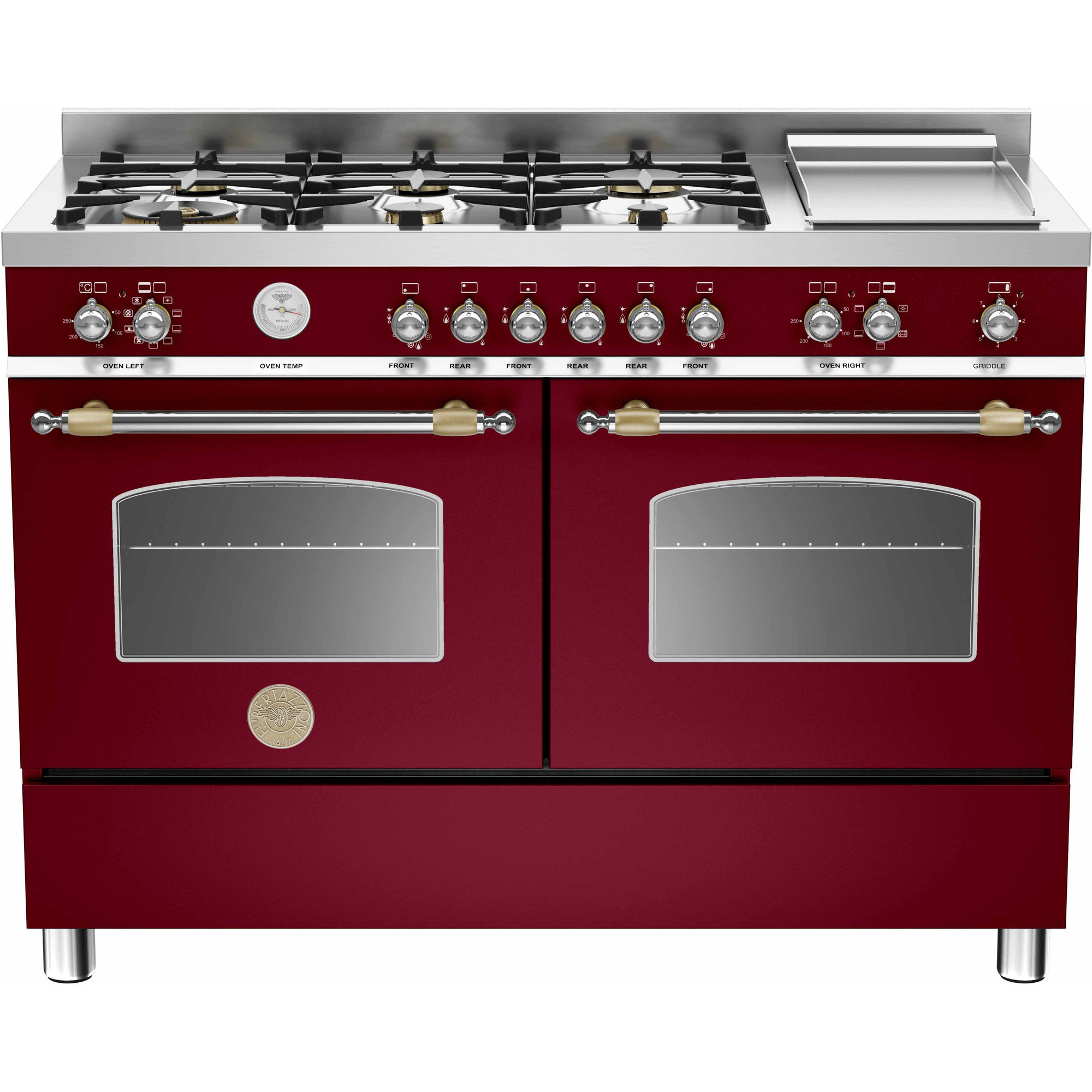 Bertazzoni Heritage HER1206 120 cm gaskomfur vinrød