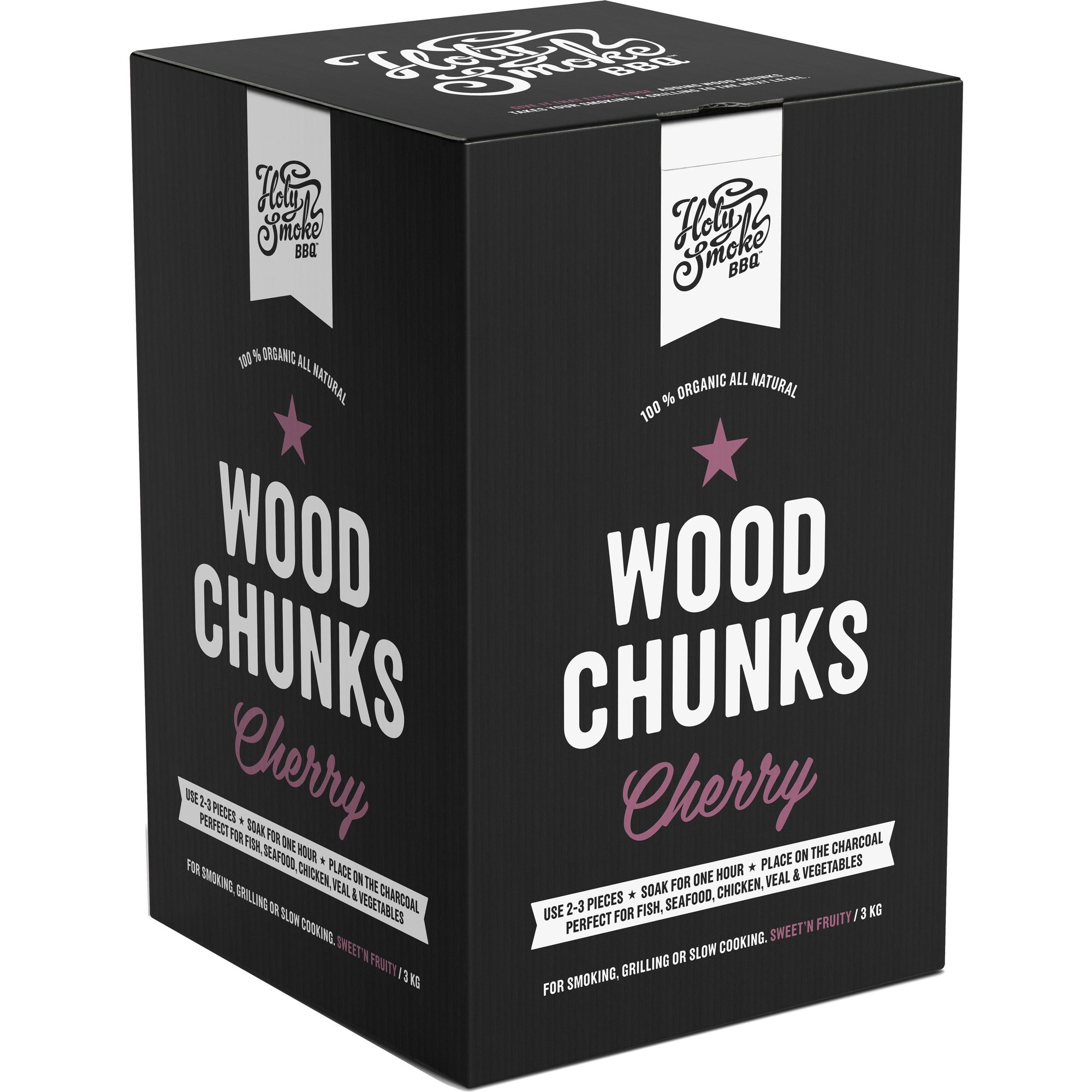 Holy Smoke BBQ Wood Chunks 3 kg, cherry Røkeflis
