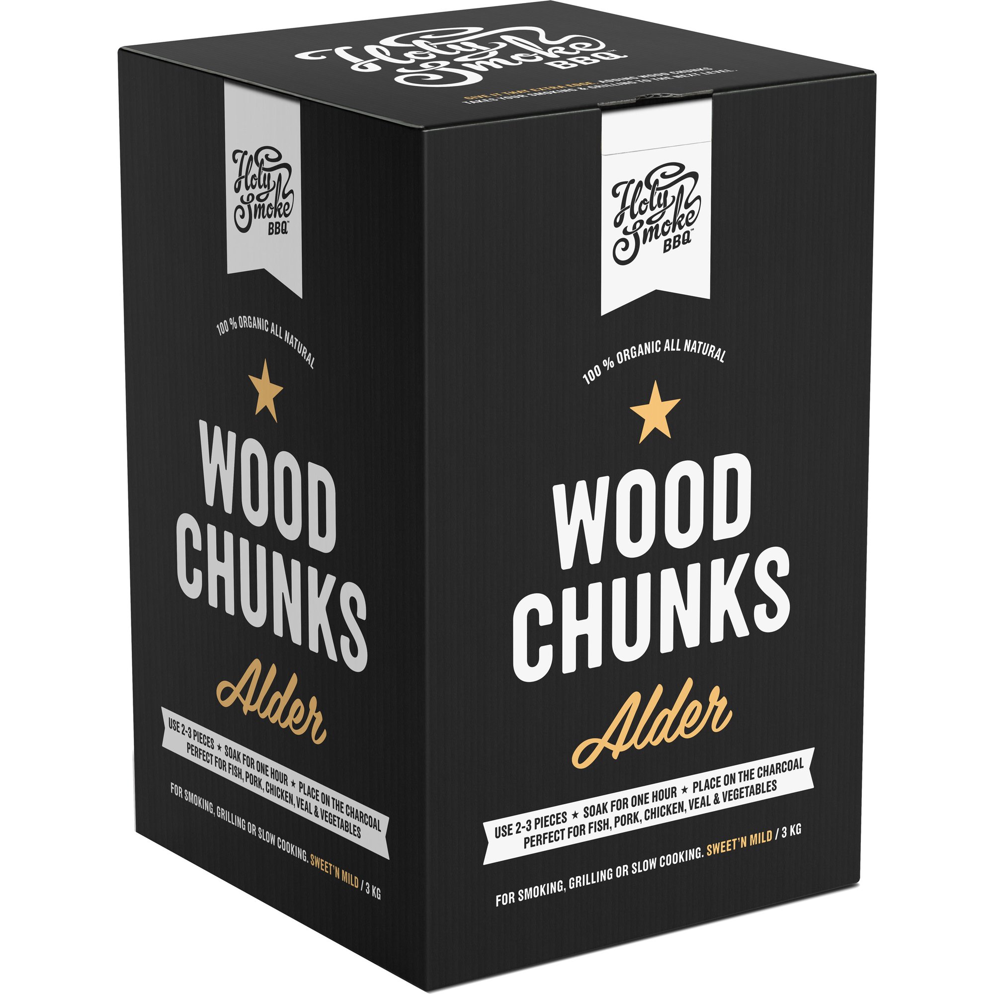 Holy Smoke BBQ Wood Chunks 3 kg, alder Røkeflis