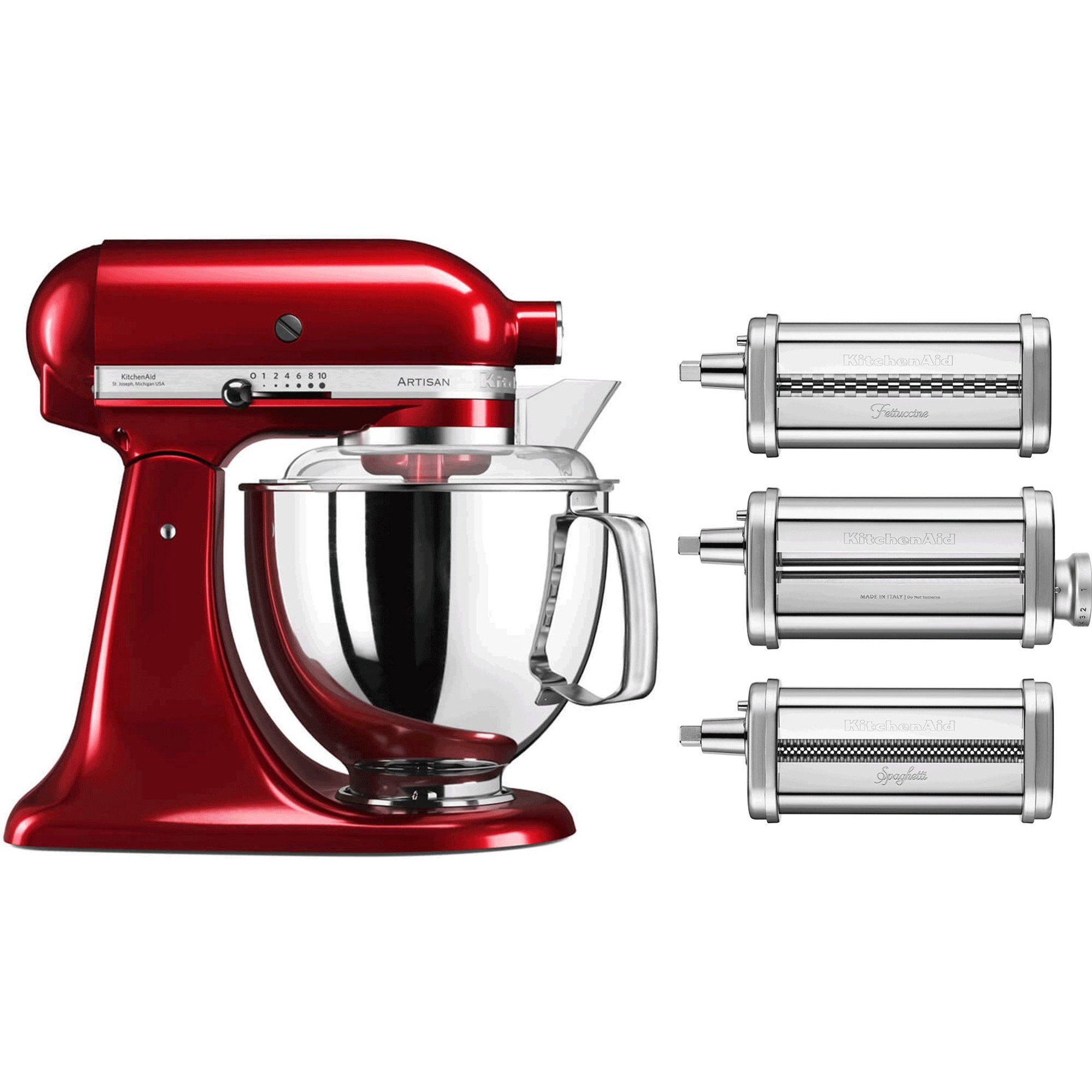 Billede af KitchenAid Artisan KSM175 røremaskine (Rød metallic) + pastatilbehør
