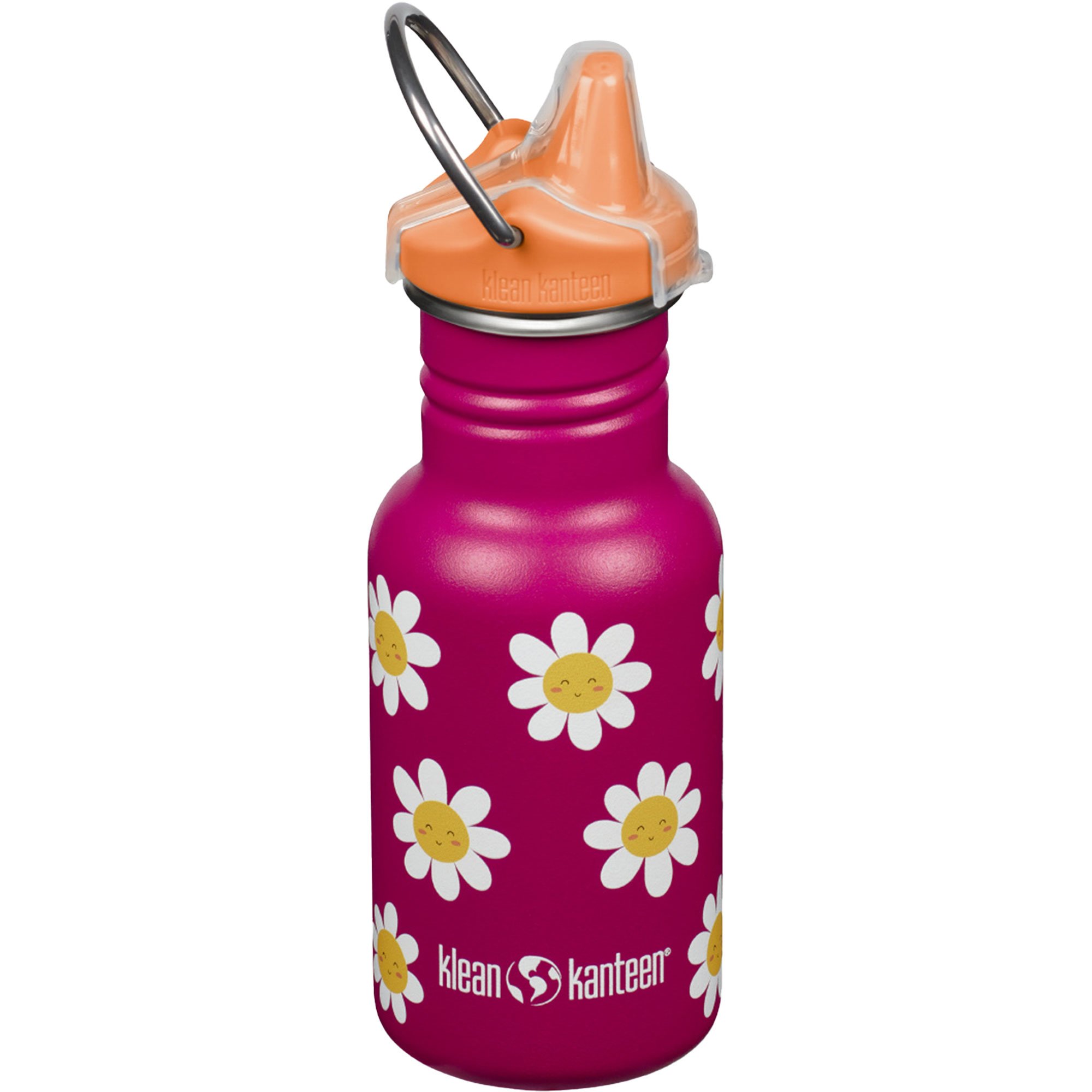 Läs mer om Klean Kanteen Kid Classic Narrow Sippy vattenflaska med pip 355 ml, happy flowers