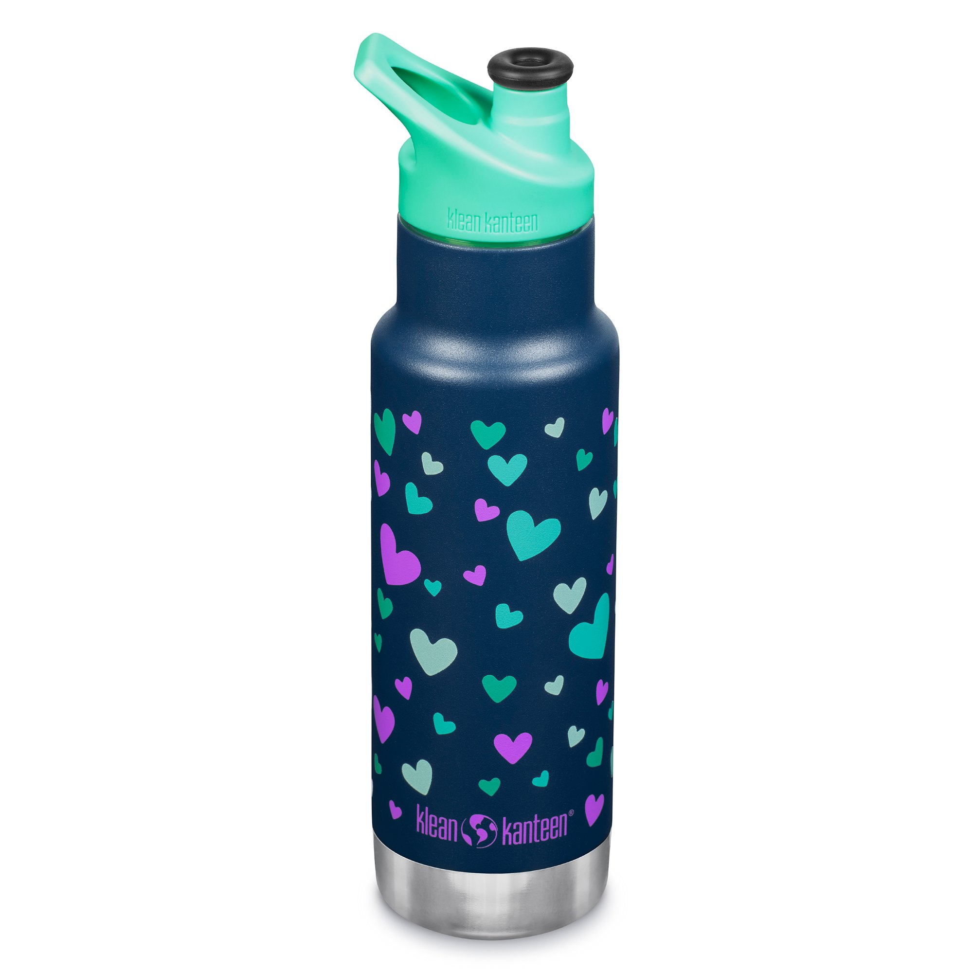 Klean Kanteen Vannflaske til barn med sportslokk 355 ml, Navy Hearts Termoflaske