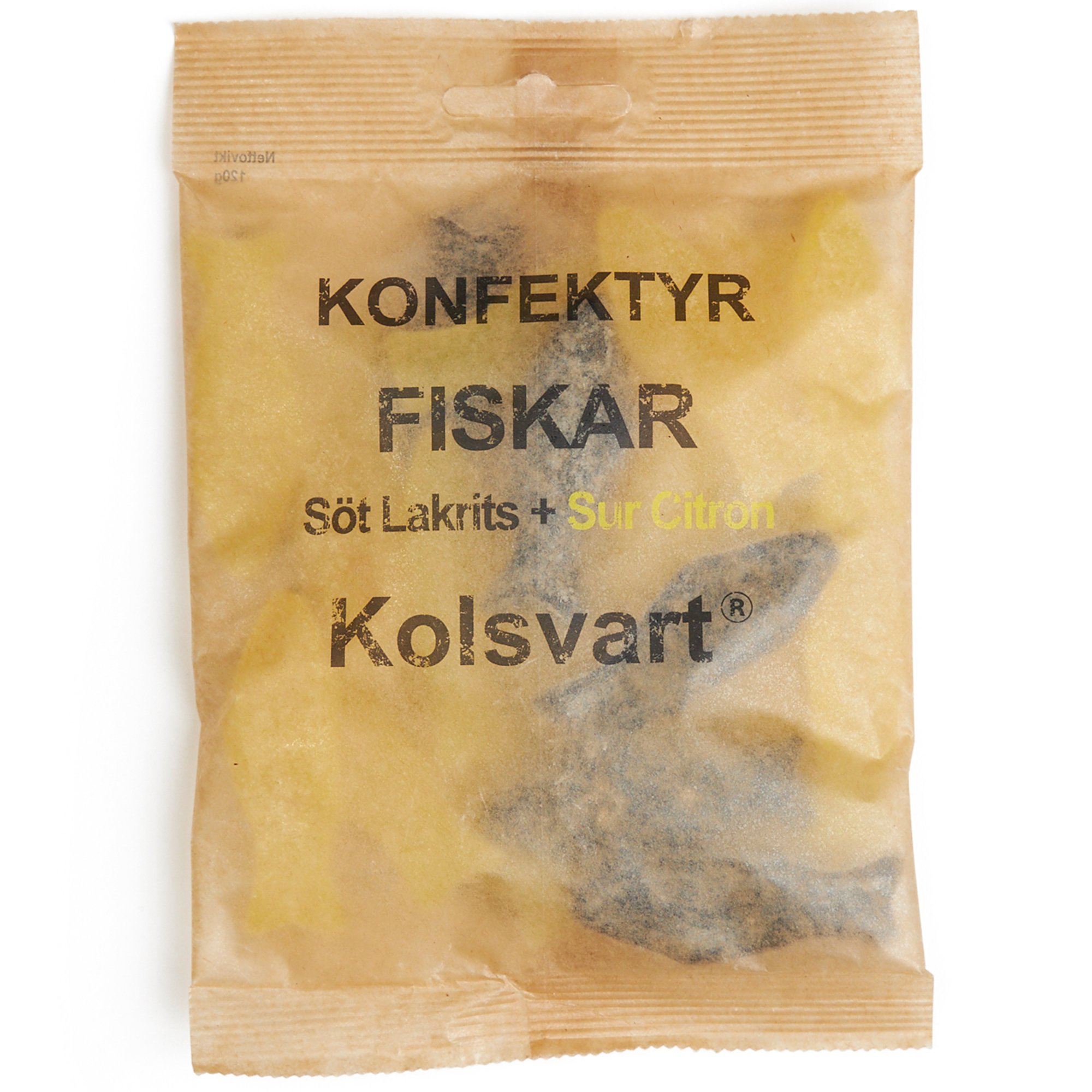 Kolsvart Søt + sur sitron, 120 g Lakris