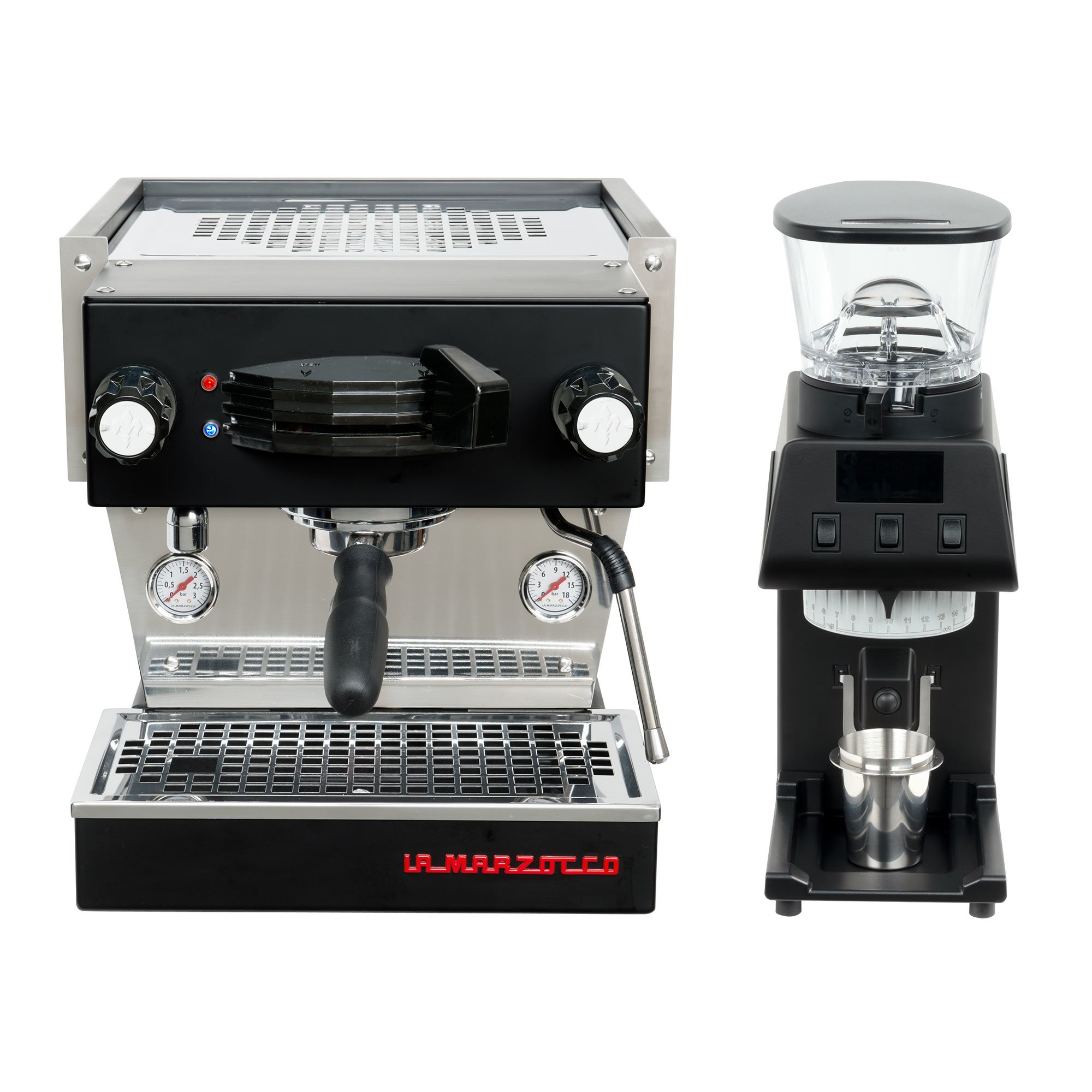Läs mer om La Marzocco Linea Mini espressomaskin + Pico kaffekvarn, svart