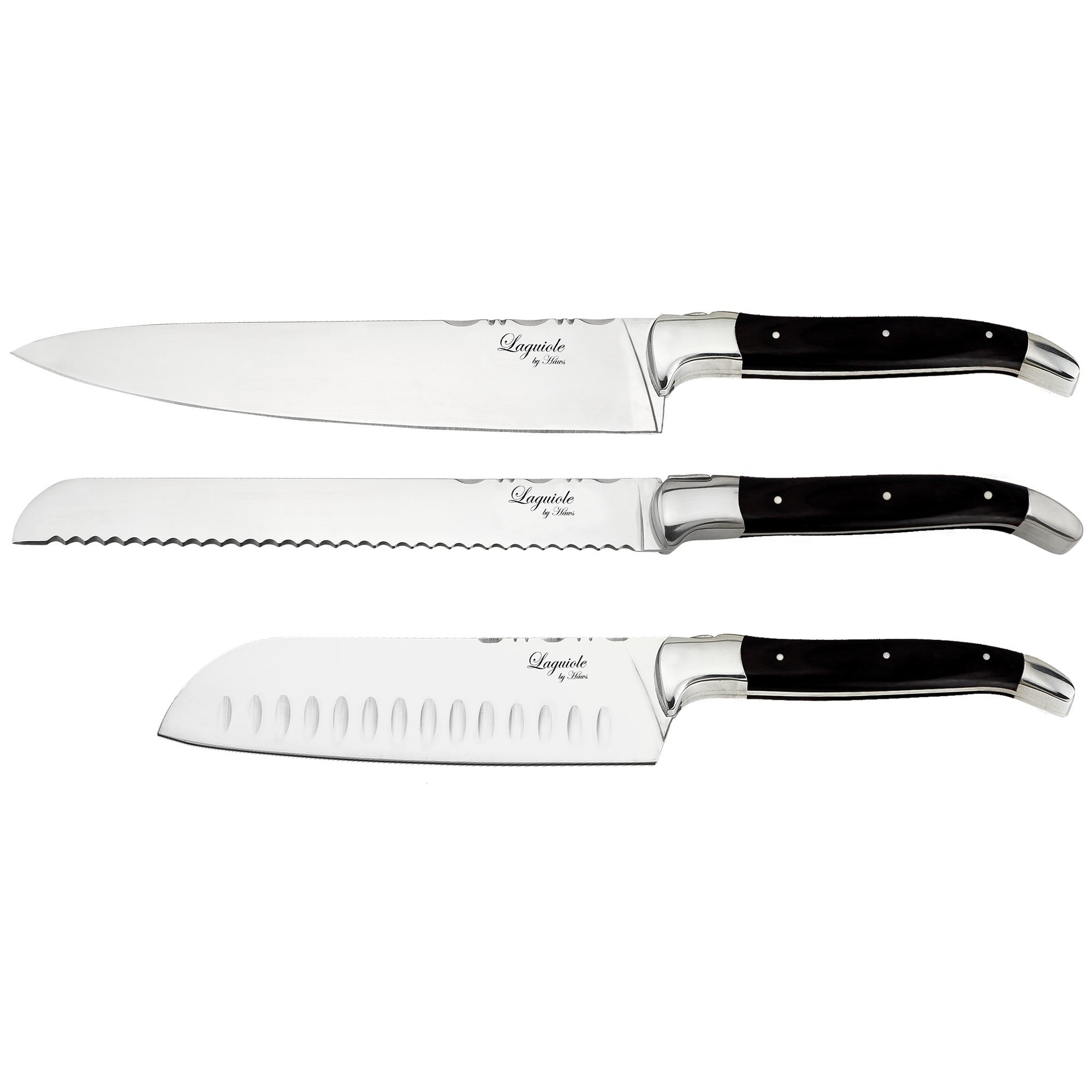 Laguiole By Haws Knivset 3 delar Black Wood