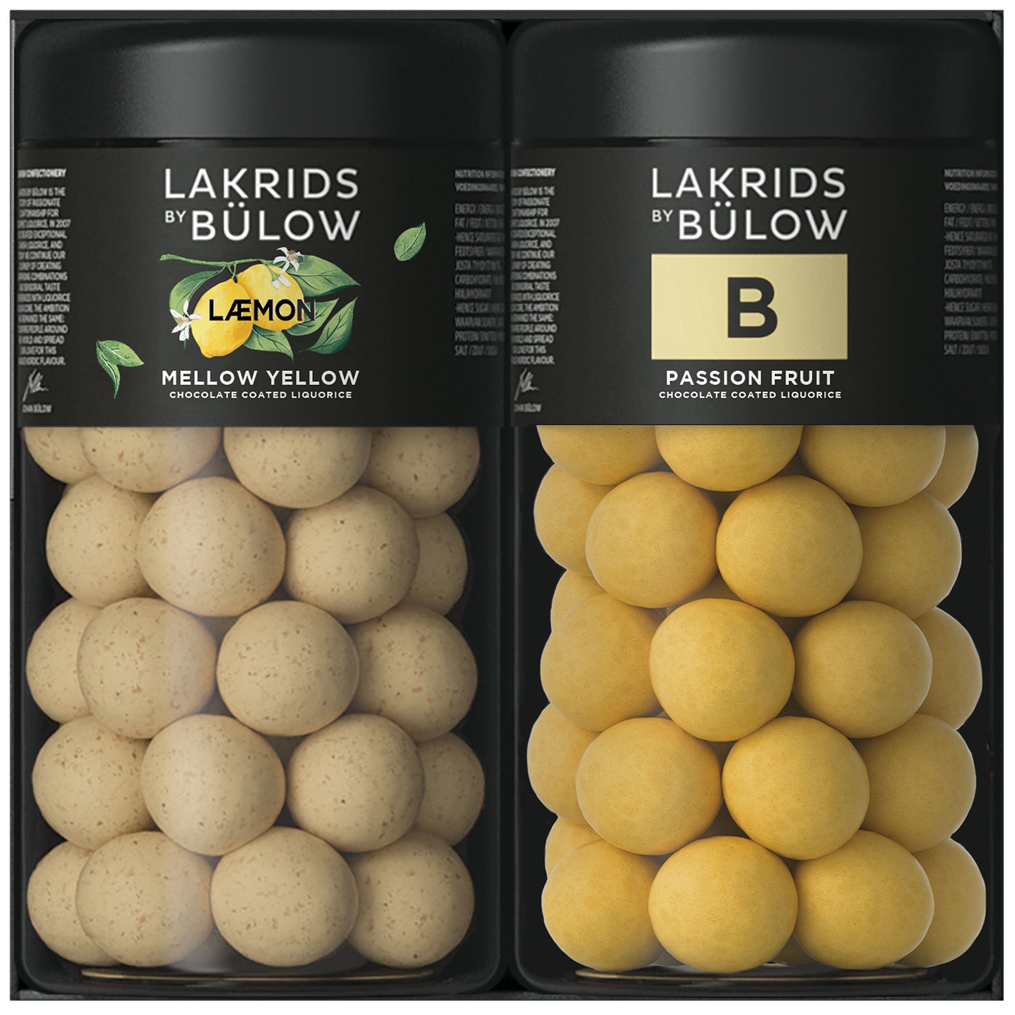 Läs mer om Lakrids by Bülow Black Box Regular, Mellow Yellow Lemon & B Passion Fruit