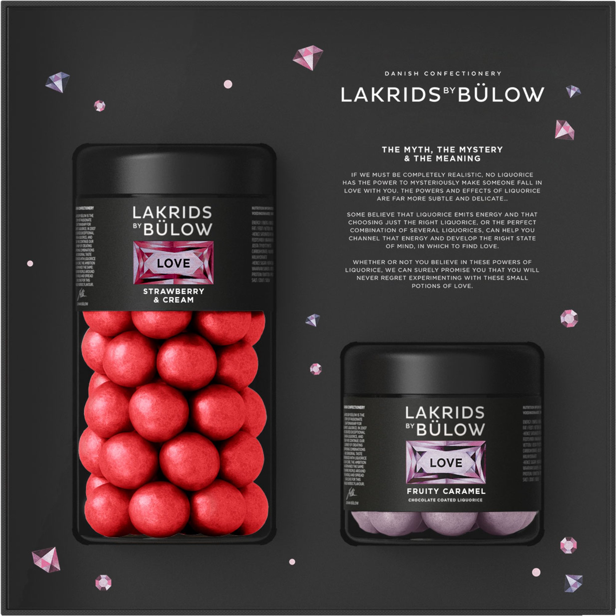 Lakrids by Bülow Black Box Love Regular Strawberry & Cream og Small Fruity Caramel