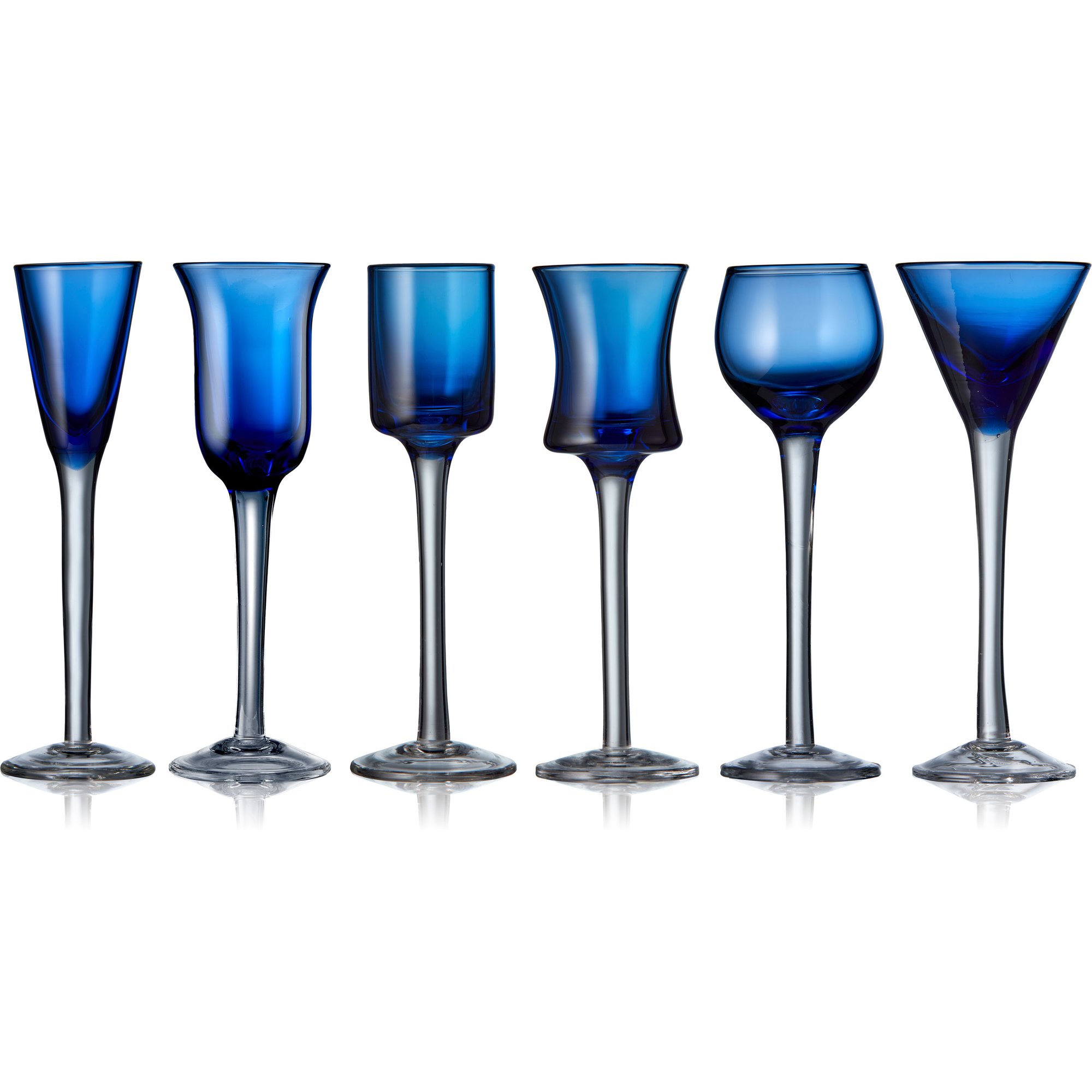 Lyngby Glas Snapseglas 6 stk. blå
