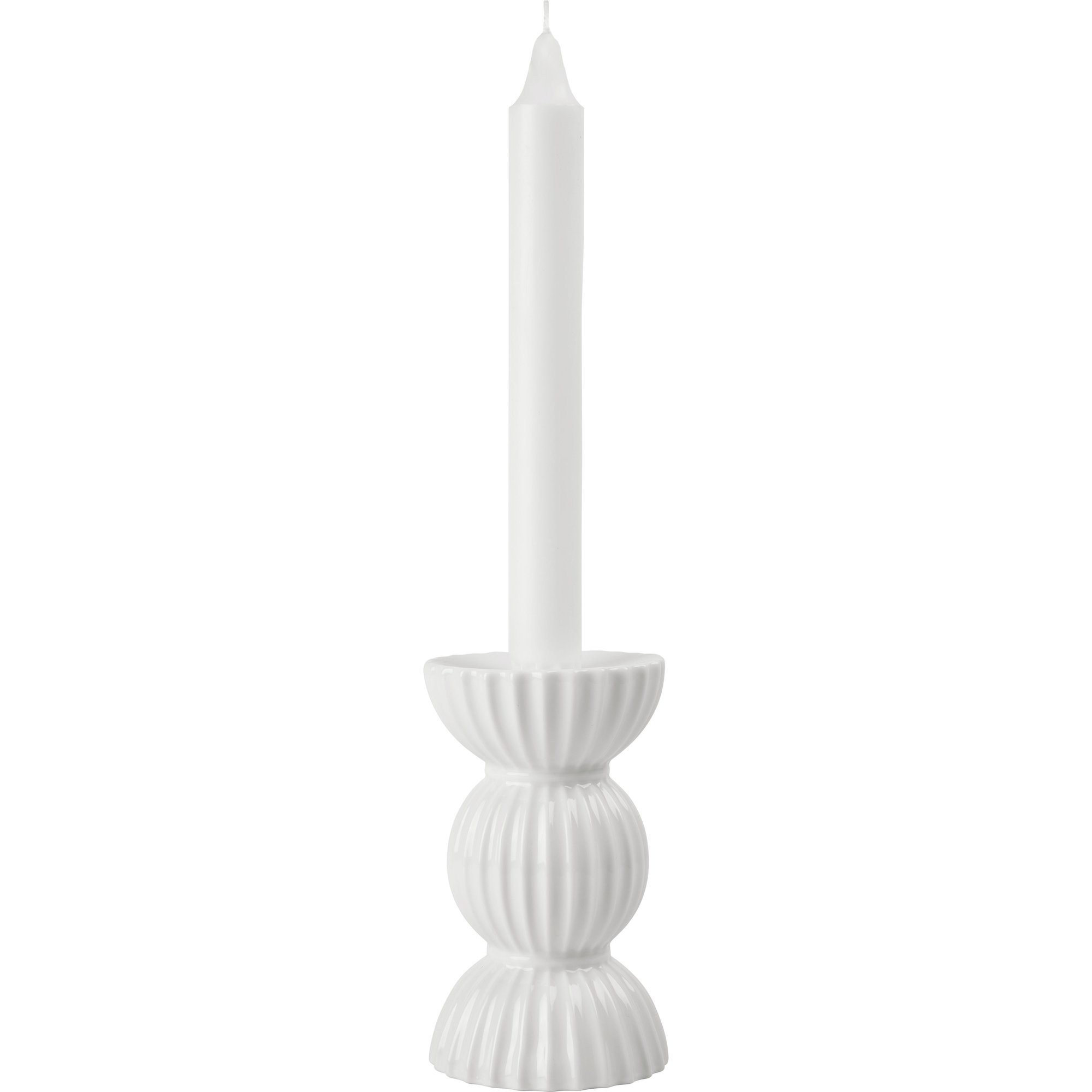 Lyngby Porcelæn Tura fyrfadslysestage 14 cm, hvid