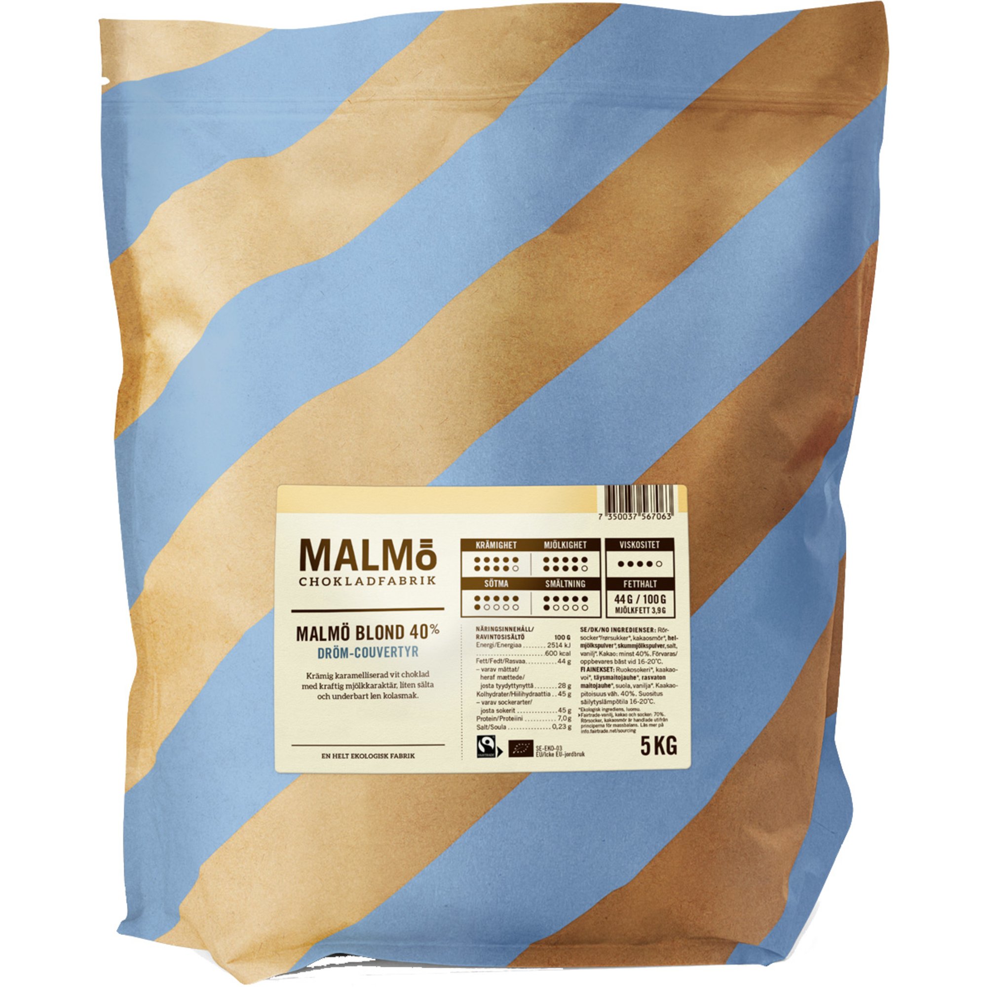 Läs mer om Malmö Chokladfabrik Malmö Blond 40% couverturechoklad