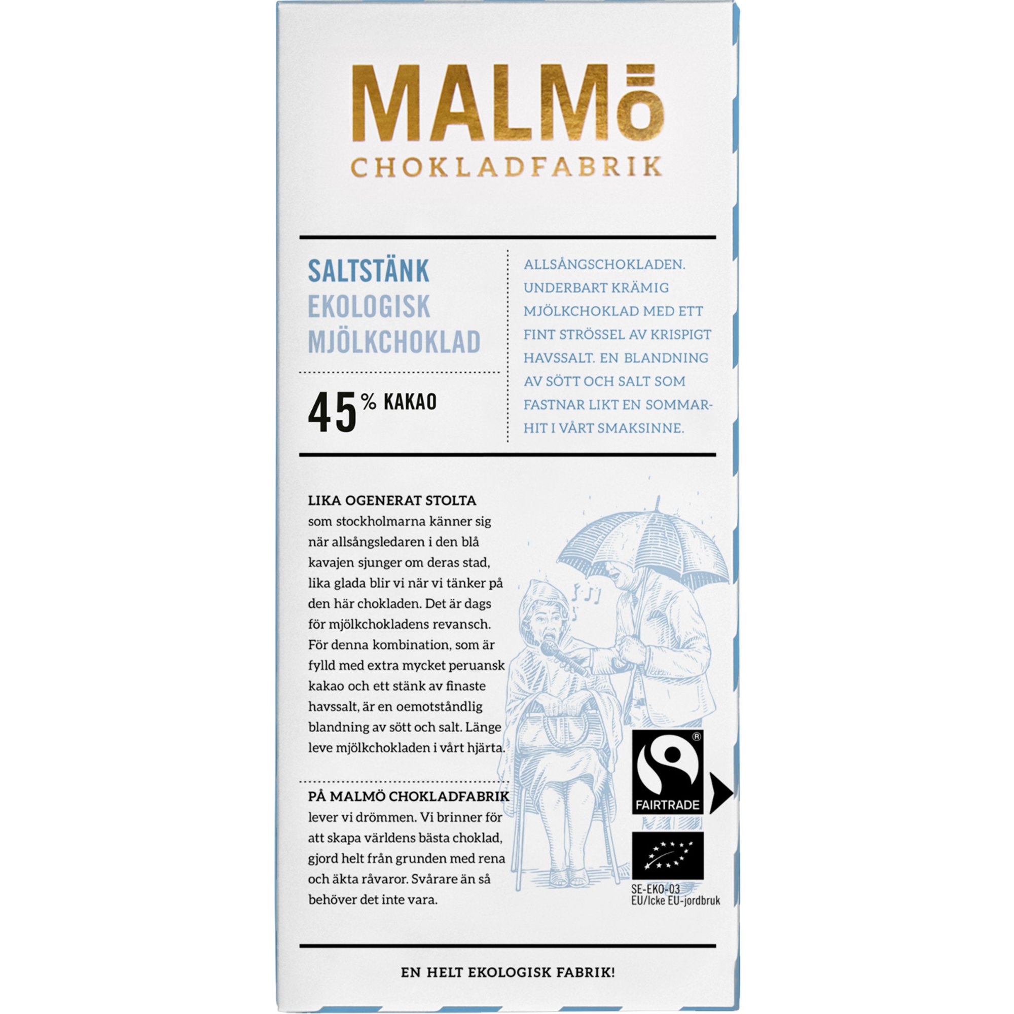 Malmö Chokladfabrik Suolahippu 45 %