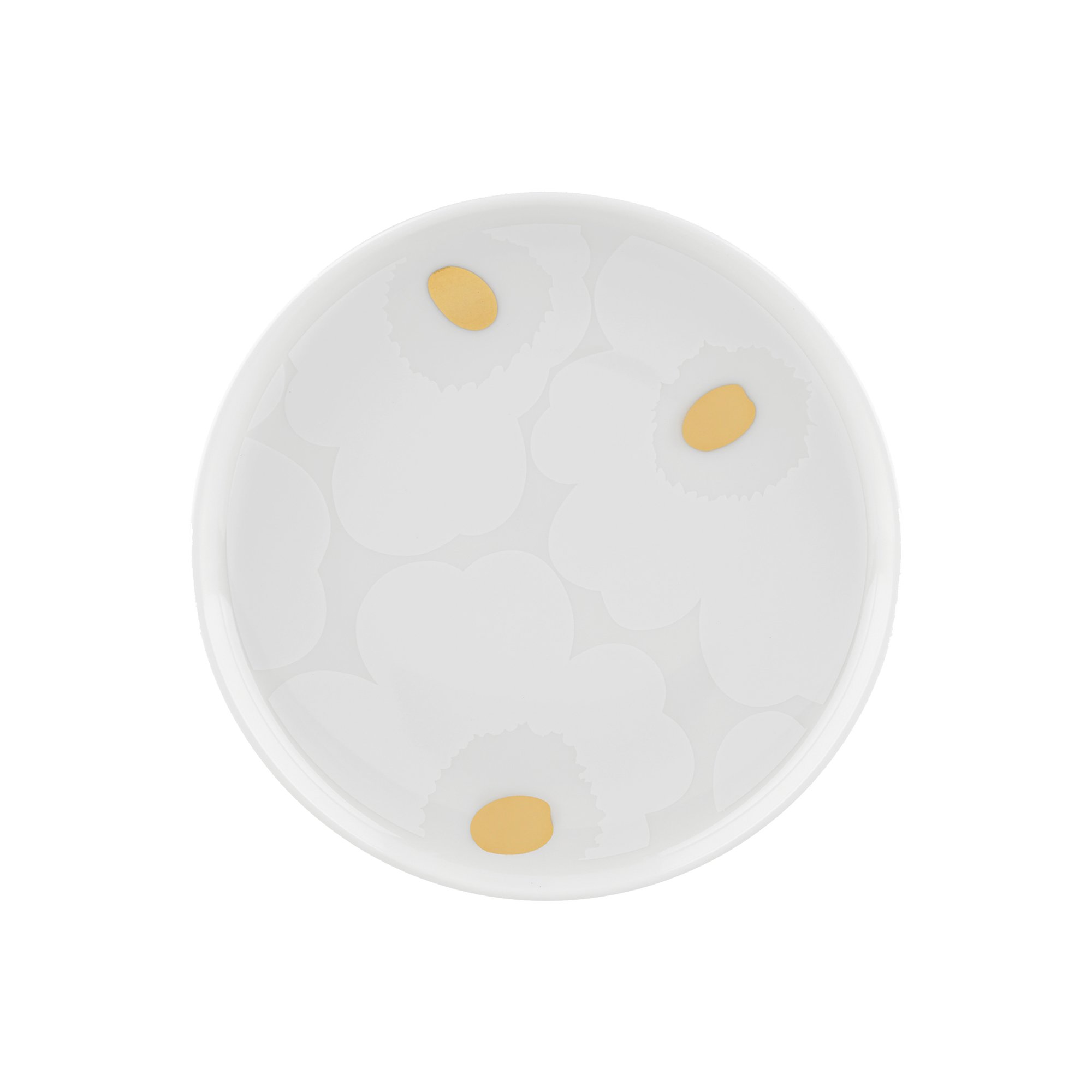 Läs mer om Marimekko Unikko tallrik 13,5 cm, white gold