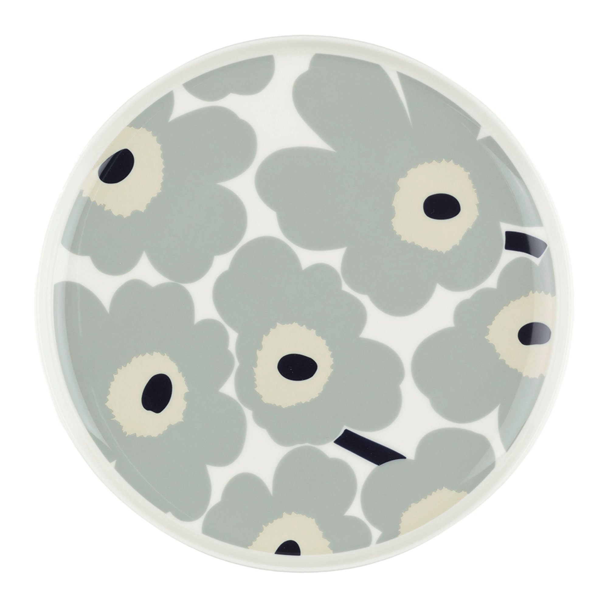 Marimekko Unikko tallerken 25 cm hvit/grå/sand/blå