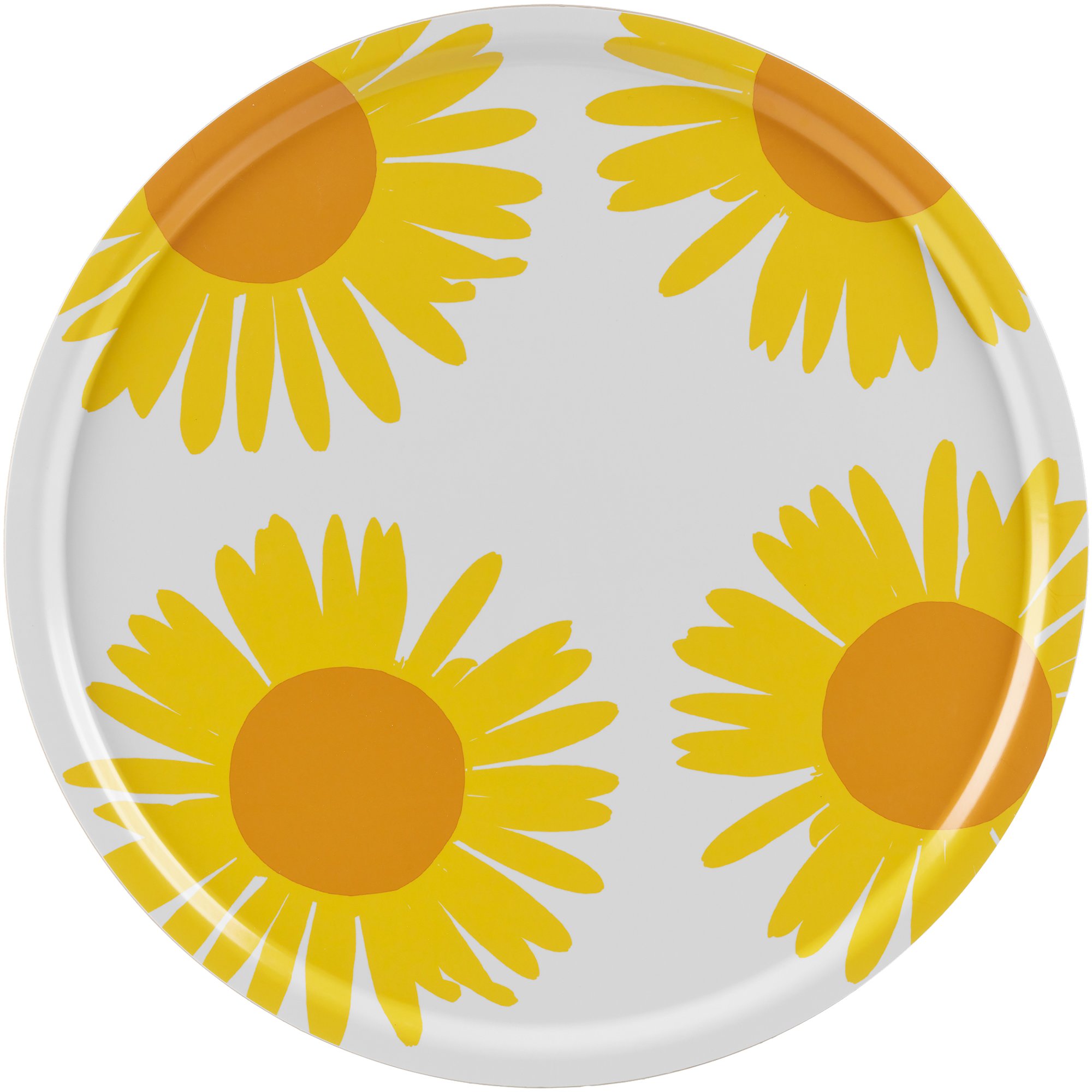 Marimekko Auringonkukka bricka 65 cm vit/gul