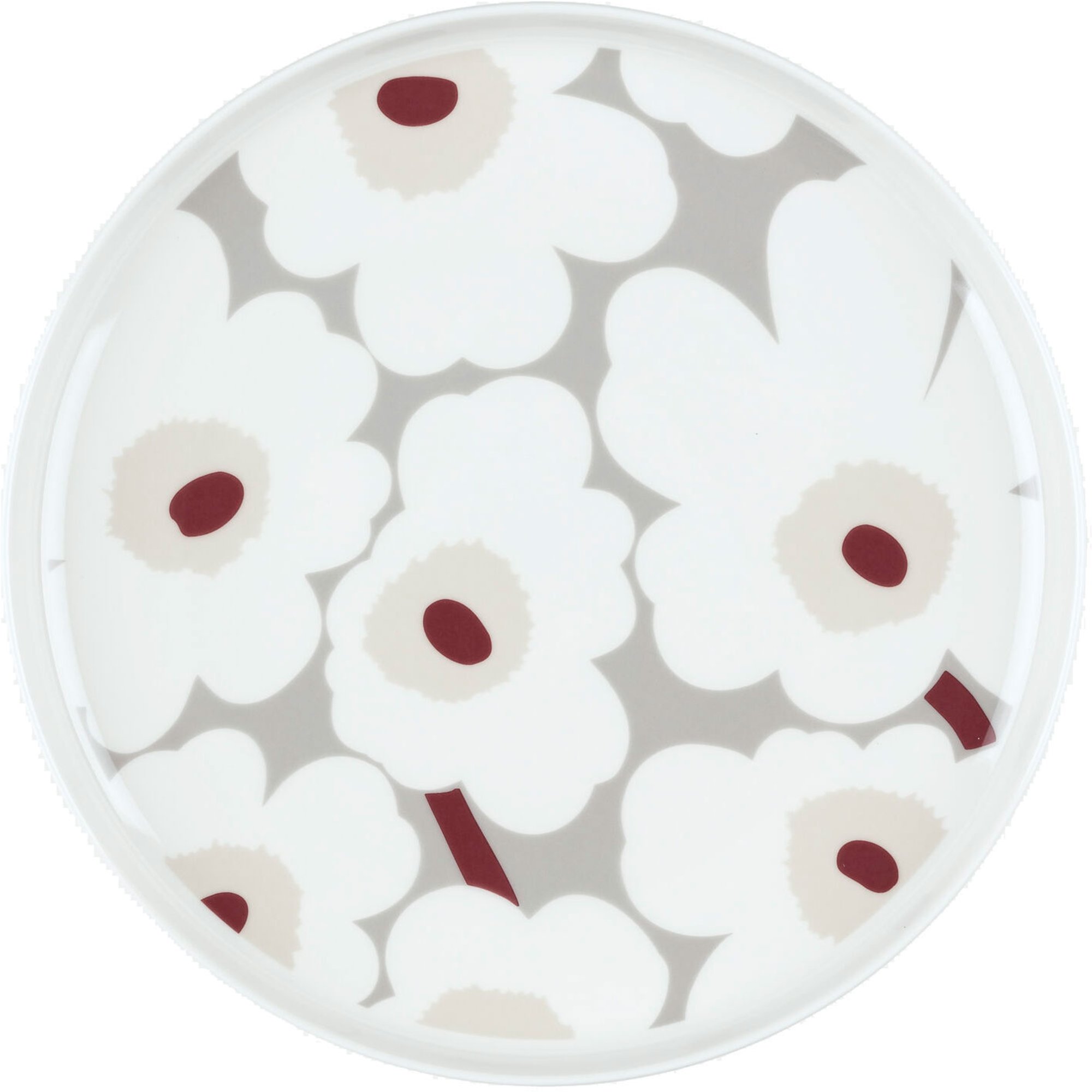 Marimekko Unikko tallerken 25 cm grå/rød/gul