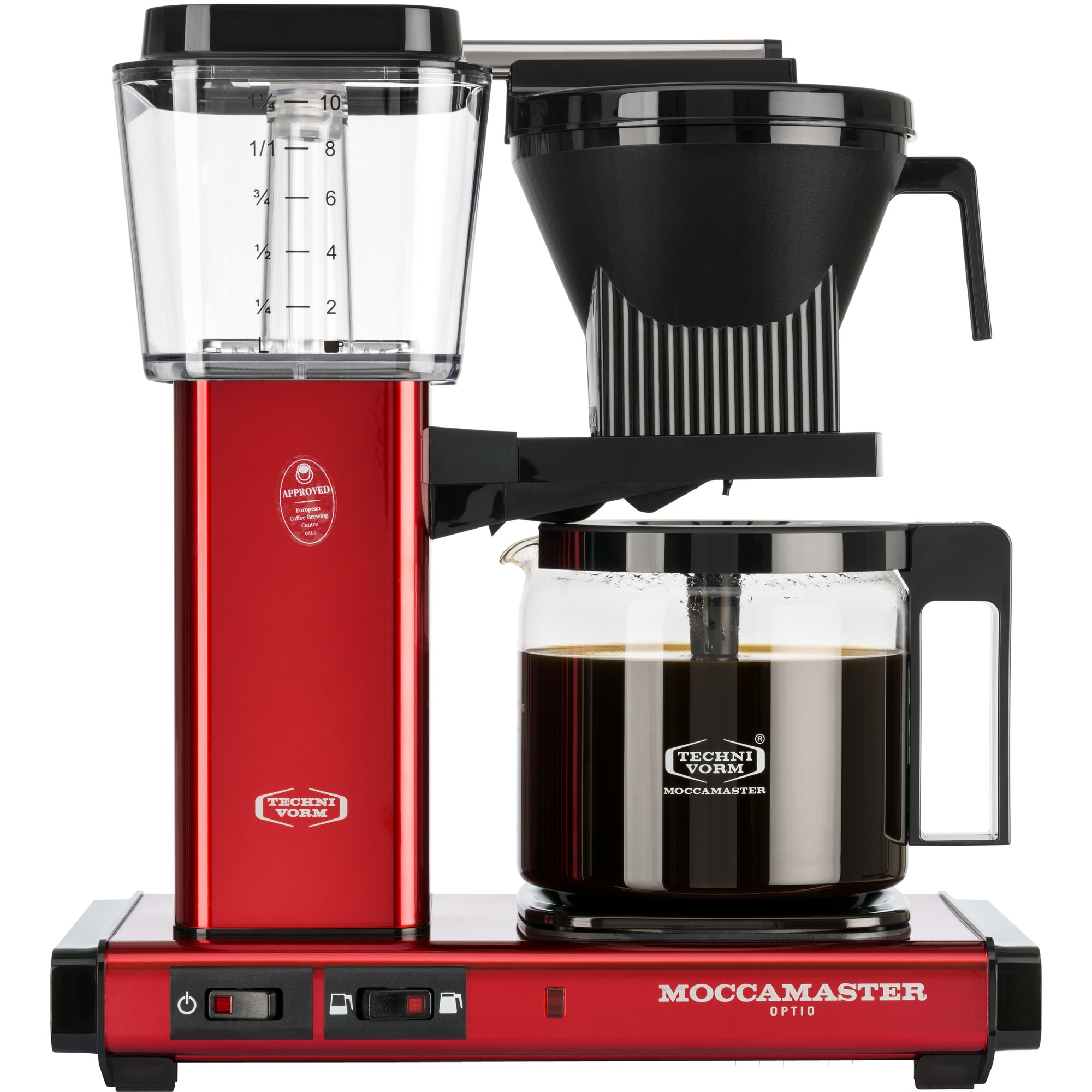 Läs mer om Moccamaster Optio kaffebryggare, 1,25 liter, red metallic