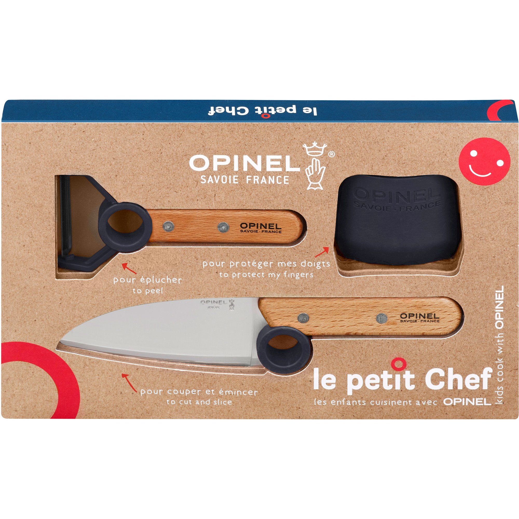 Opinel Le Petit Chef barnset 3 delar, blå