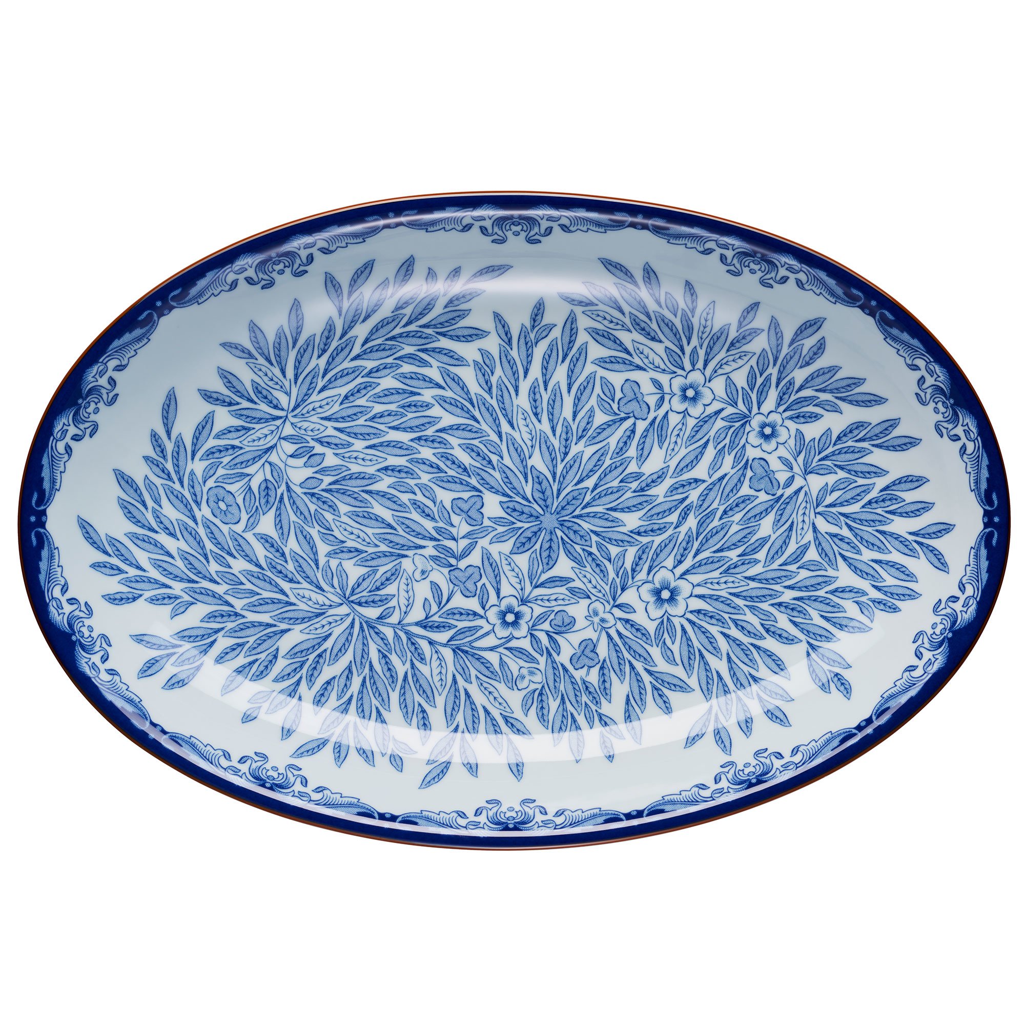 Rörstrand Ostindia Floris ovalt serveringsfad 33 x 22 cm, blå