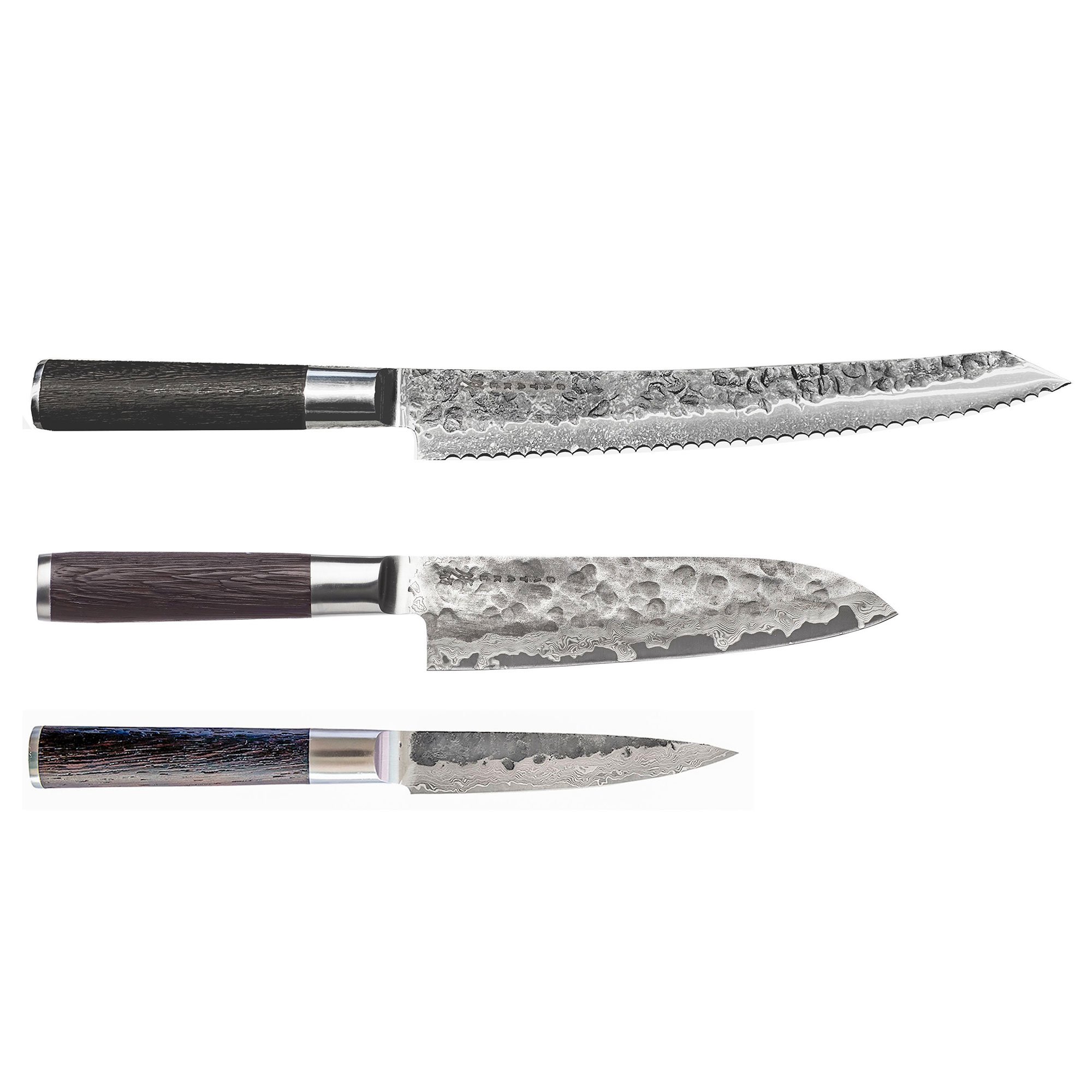 Satake Kuro knivsæt 3 dele (brødsav, petty, santoku)