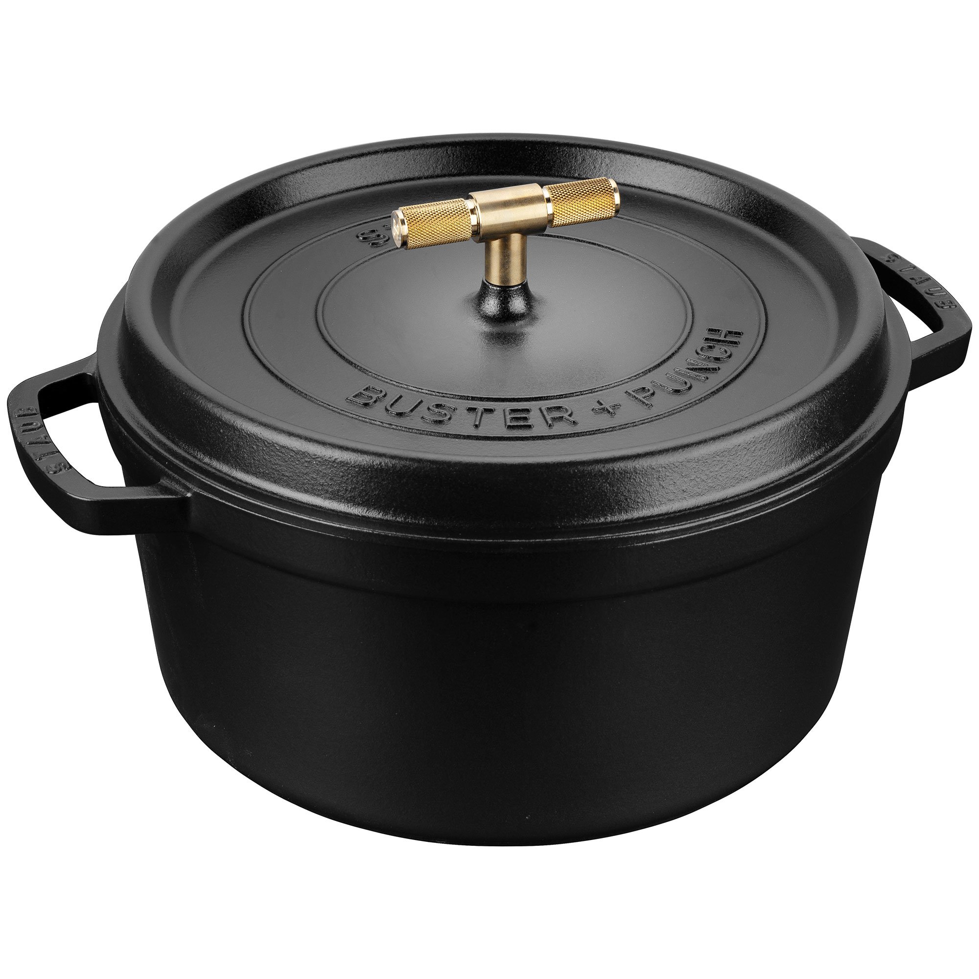 Staub Buster+Punch rund gryte 28 cm messingknott