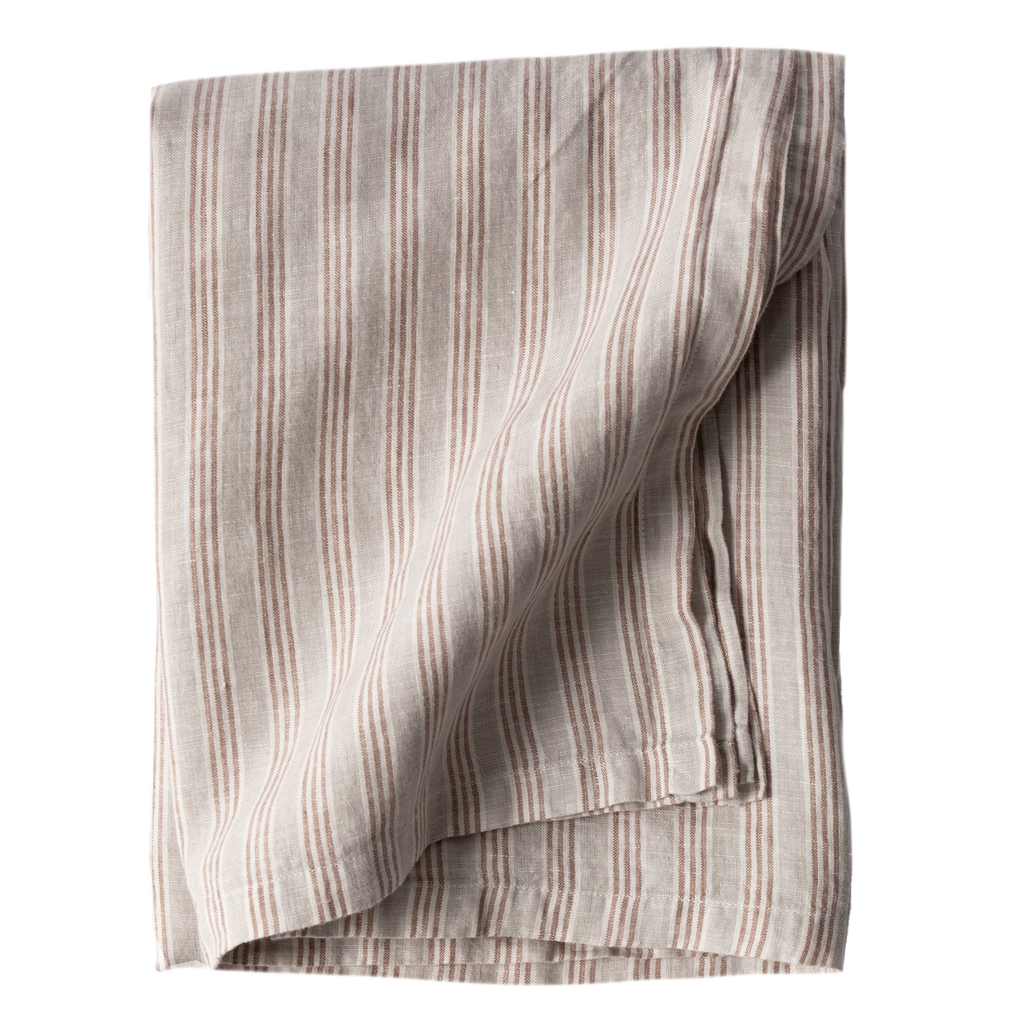 Läs mer om Tell Me More Bordsduk i linne 145x145 cm, hazelnut stripe