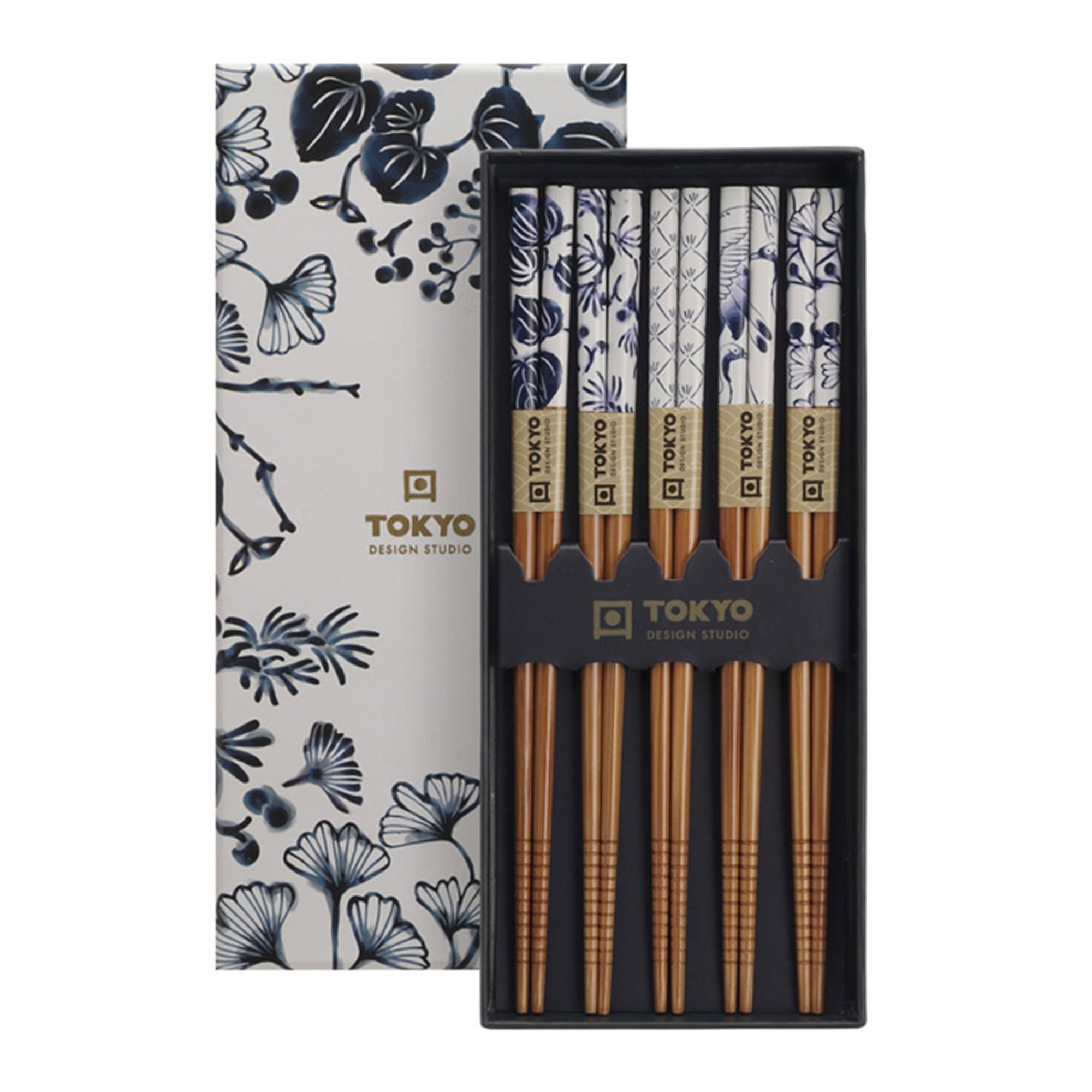 Tokyo Design Studio Spisepinde gavesæt med 5 par, flora japonic