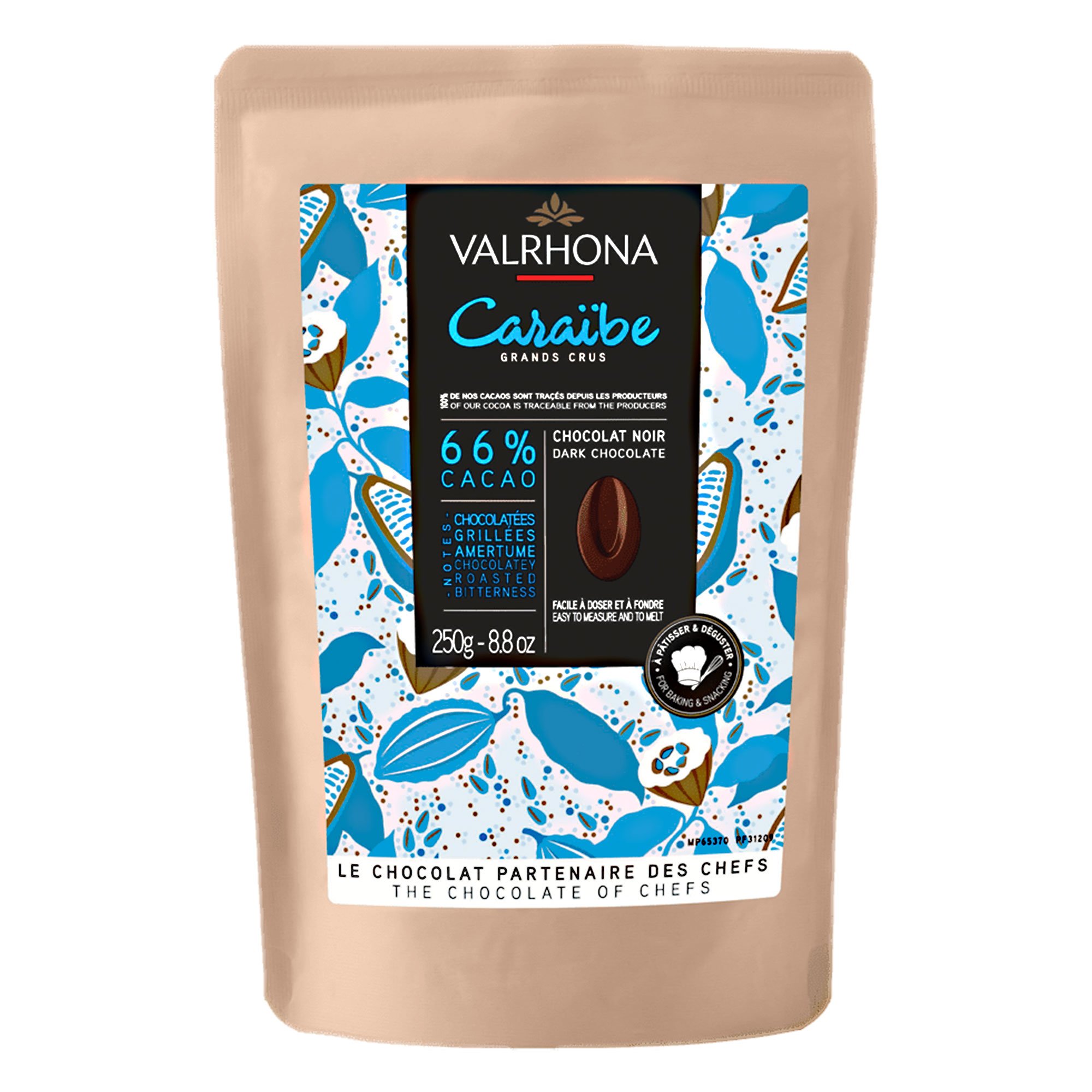 Läs mer om Valrhona Caraibe 66% choklad, 250 g