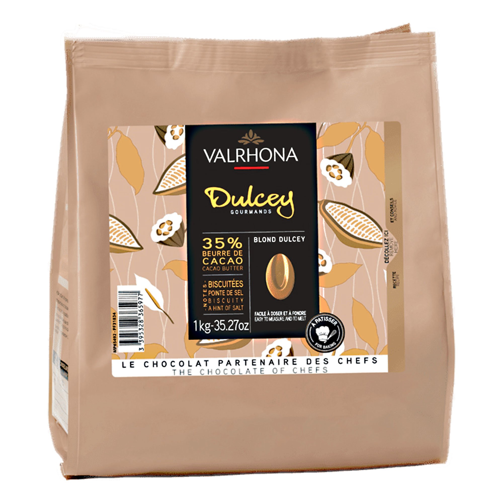 Läs mer om Valrhona Dulcey 35% choklad, 1 kg